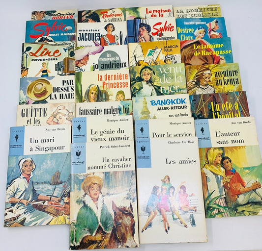 26x Marabout Mademoiselle 1950-60s Pulp Fiction Romance in French Lot Français