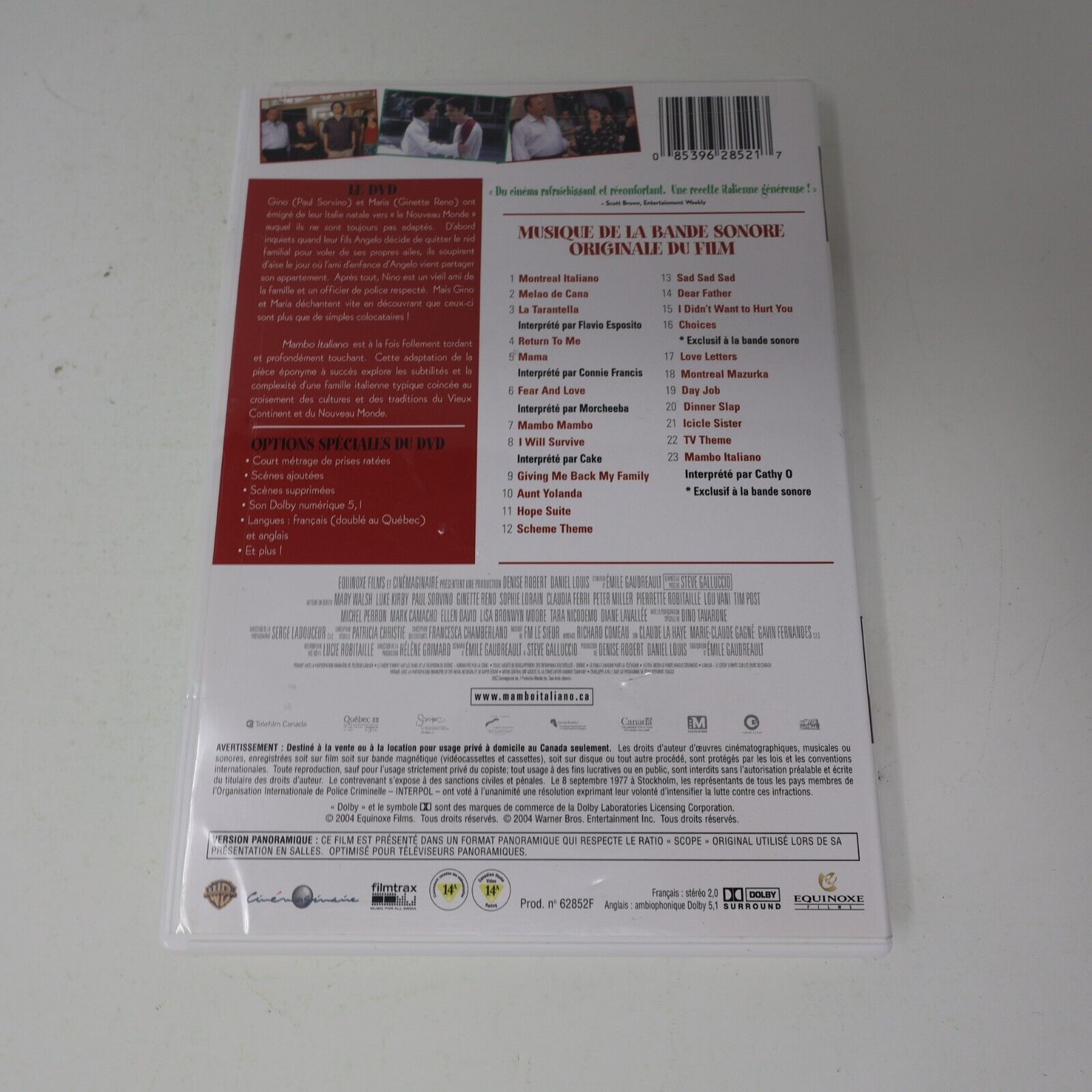 Mambo Italiano DVD & CD Film Ginette Reno Sophie Lorrain Testé Français English