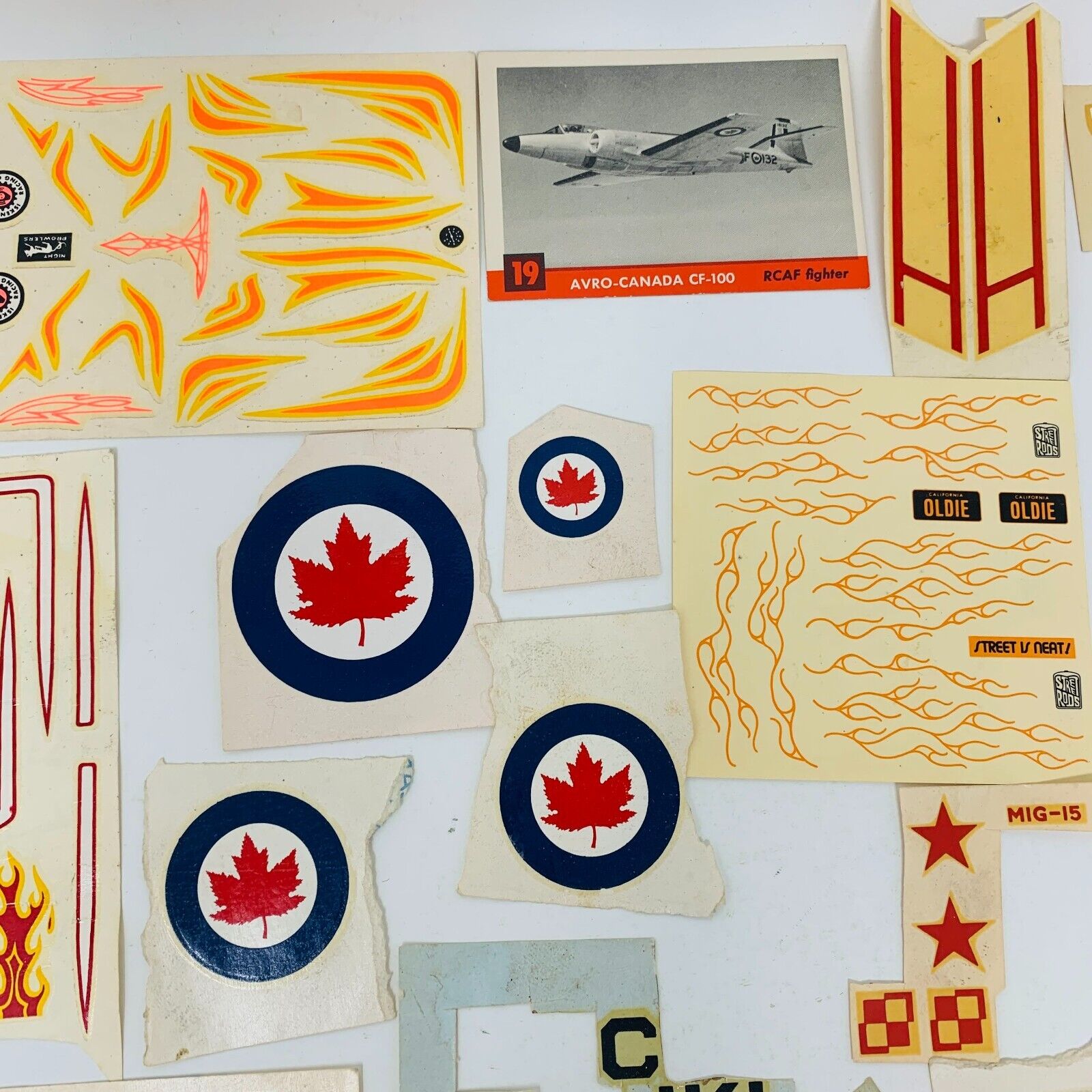 Mixed Lot of Die Cut Decal Sheets for AMT & Others Cars Planes 60-90s Model Kits