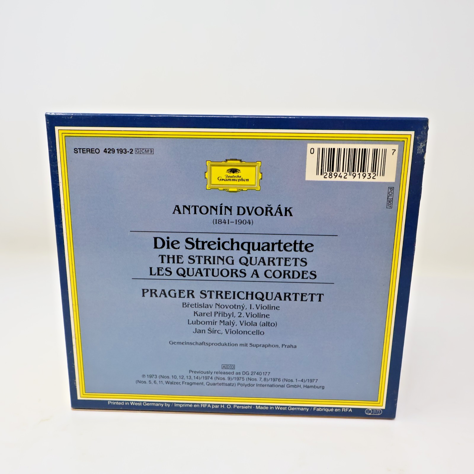 Antonín Dvořák The String Quartets/Die Streichquartette Boxset CD 429 193-2