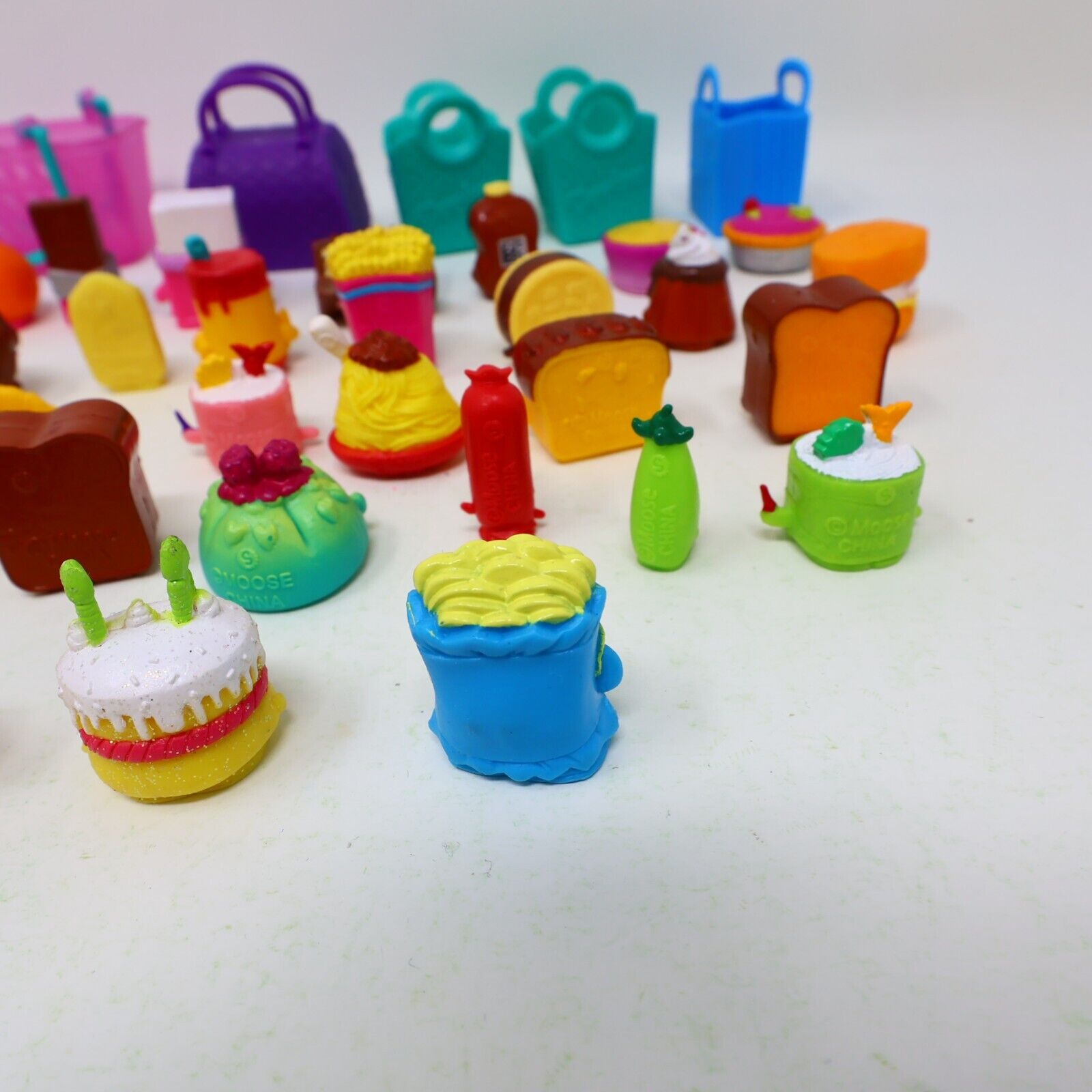Lot of 33 Shopkins Figures Toys Mixed Food Bread Chocolate Cake Cookies Moose