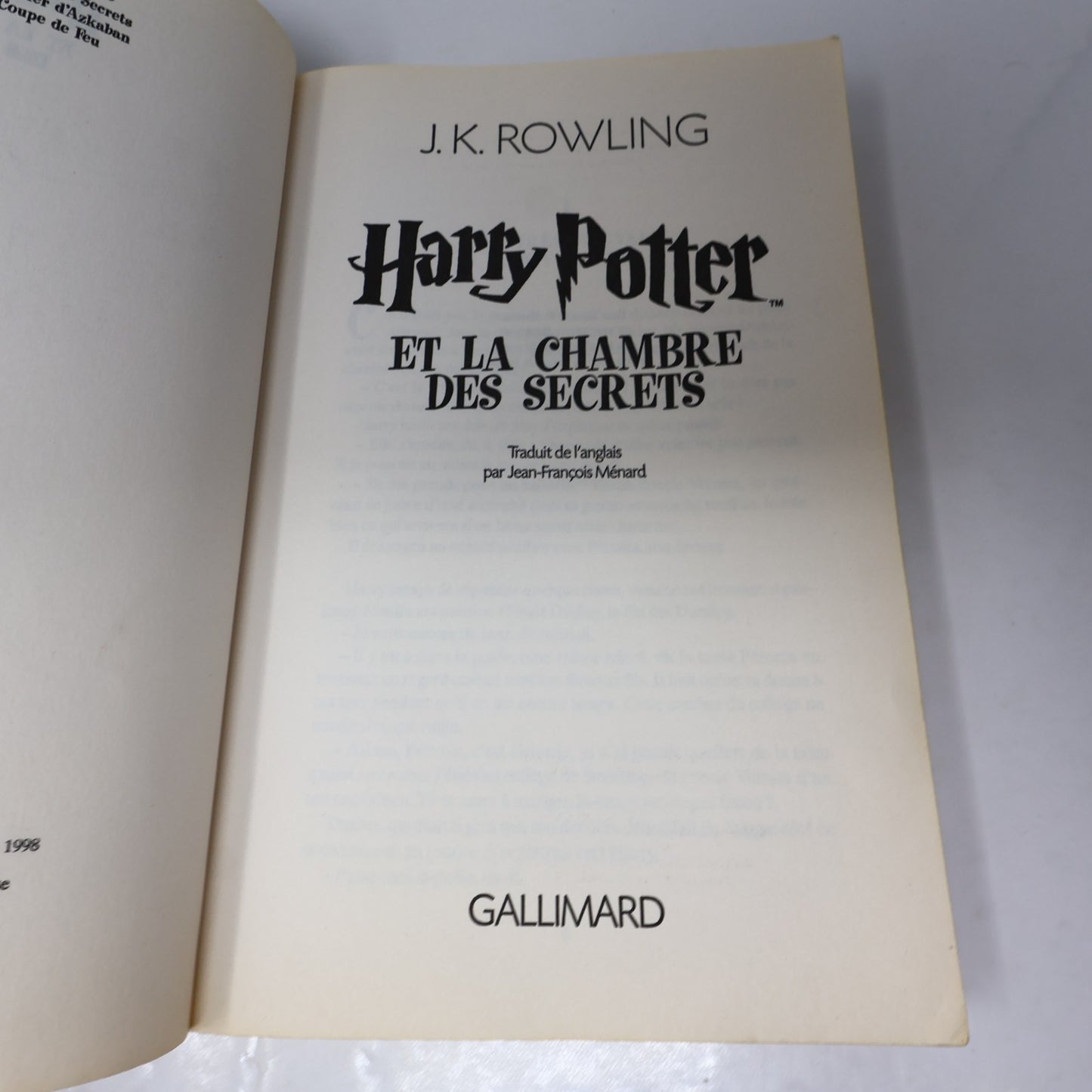 Harry Potter et la Chambre des Secrets J.K. Rowling 2001 PB Grand Format Livre