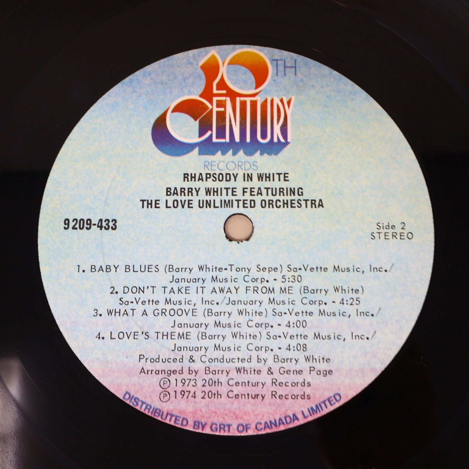The Love Unlimited Orchestra Rhapsody in White Record 9209-433 Canada 1974 Barry