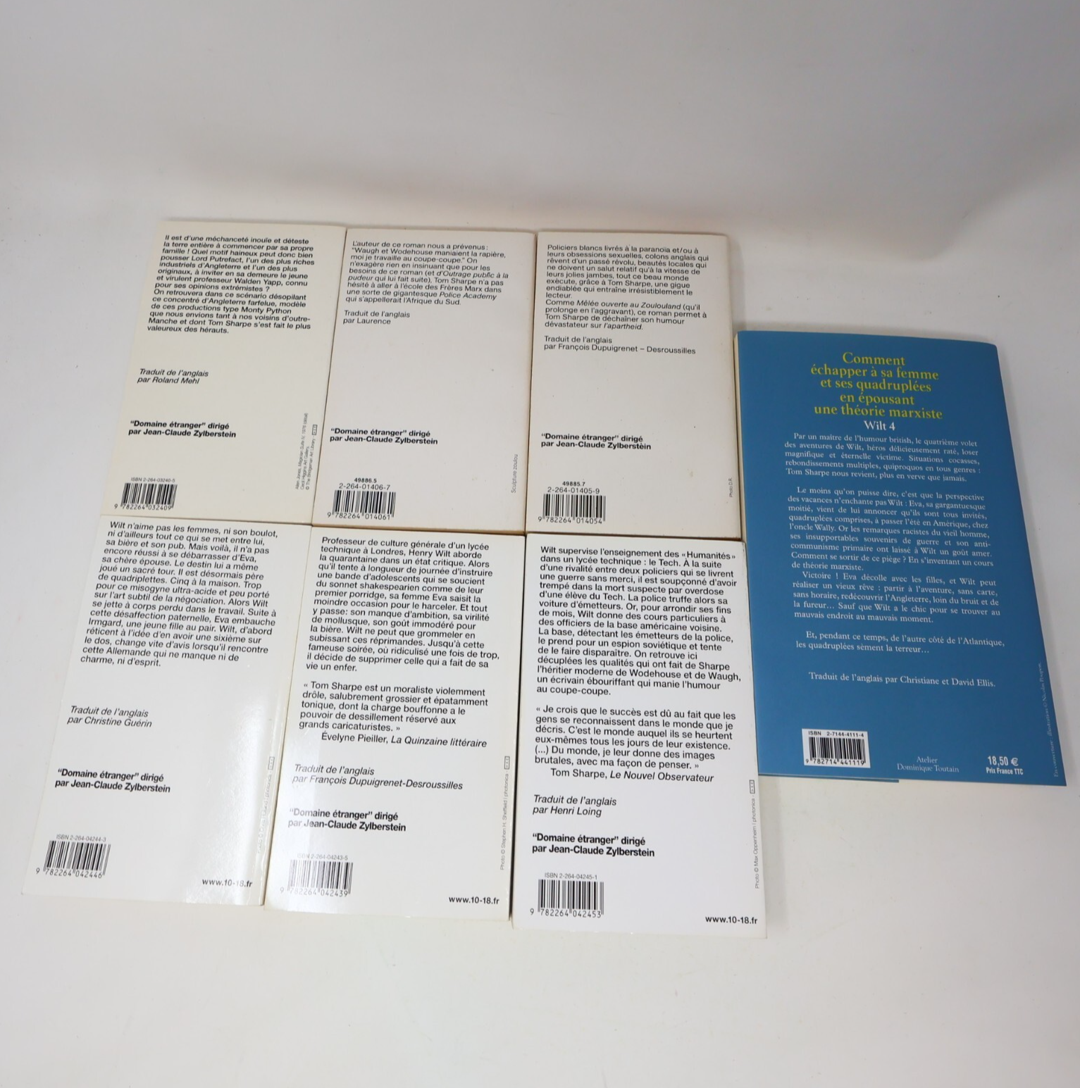 Lot 7 Tom Sharpe Livres Humour Wilt Français French 10/18 & Belfond PB Books