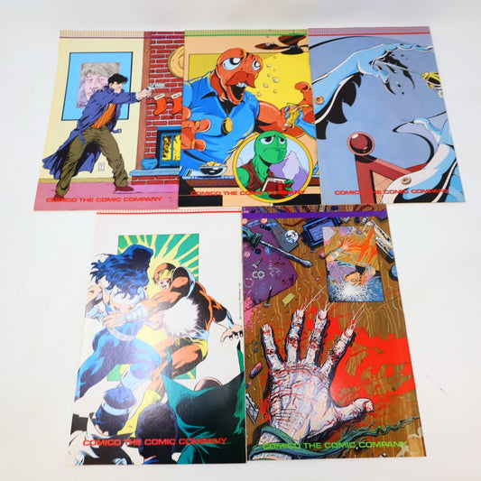 Lot of 5 Mixed Comico Comics Grendel Justice Machine Fish Police 1988-89 80s