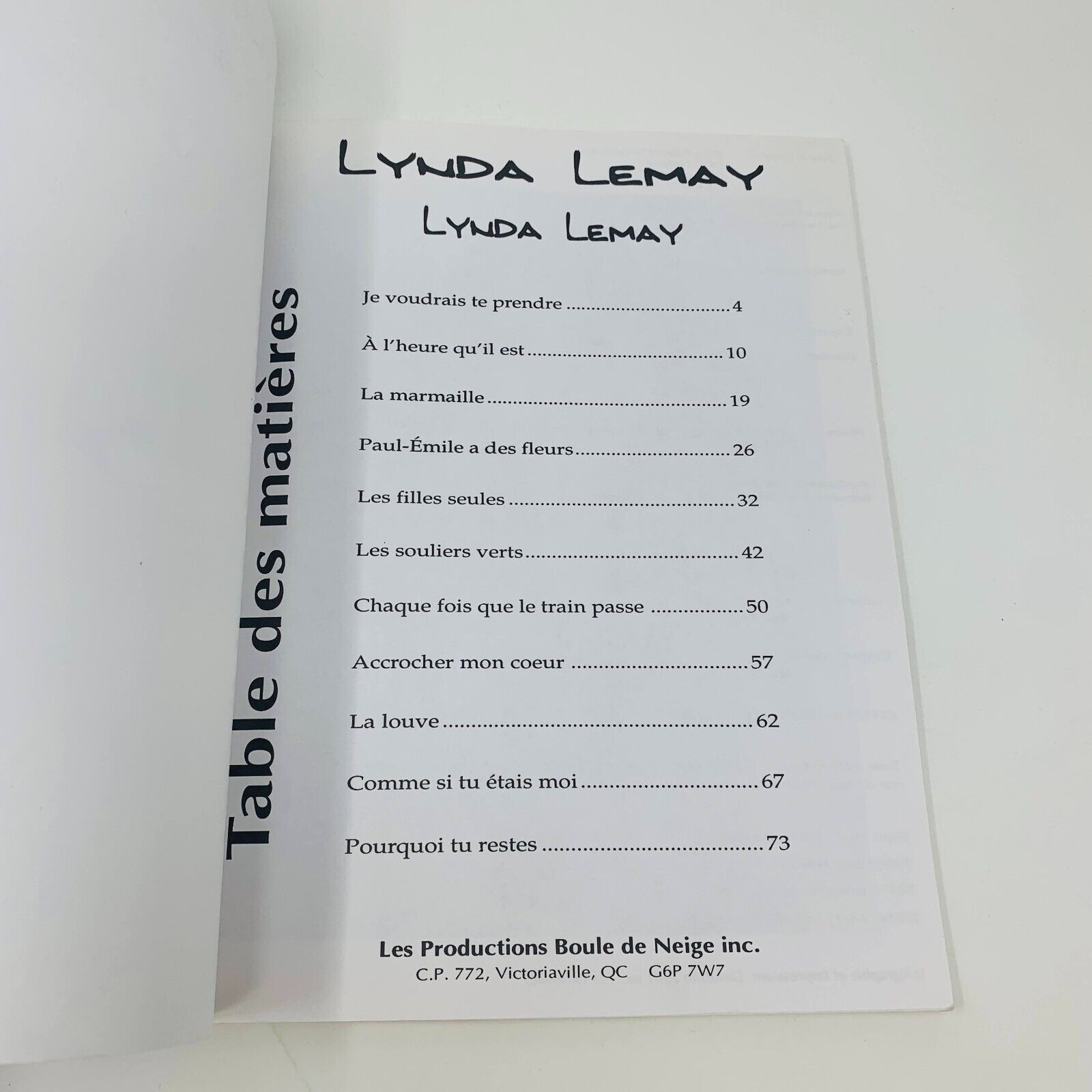 1998 Lynda Lemay Partitions Éponymes Self-Titled Songbook Piano Guitar Français