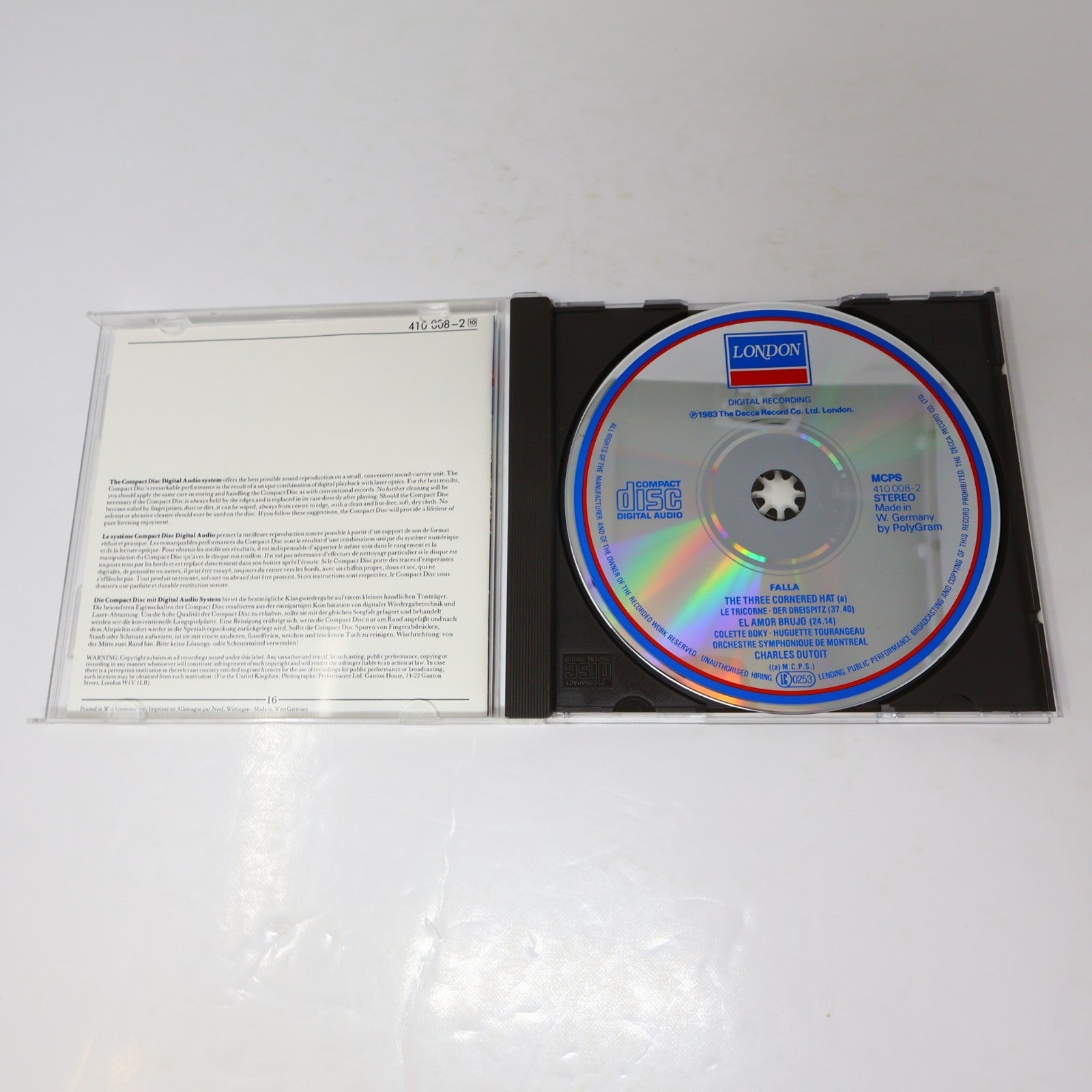 Manuel De Falla CD The Three Cornered Hat/El Amor Brujo Charles Dutoit/OSM/Boky