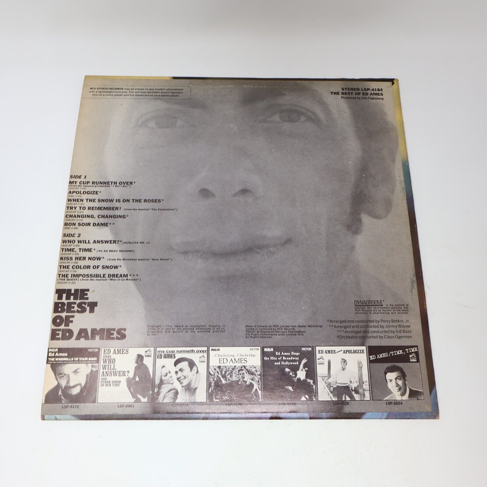 The Best Of Ed Ames LP Vinyl Record RCA LSP 4184 Canada My Cup Runneth Over