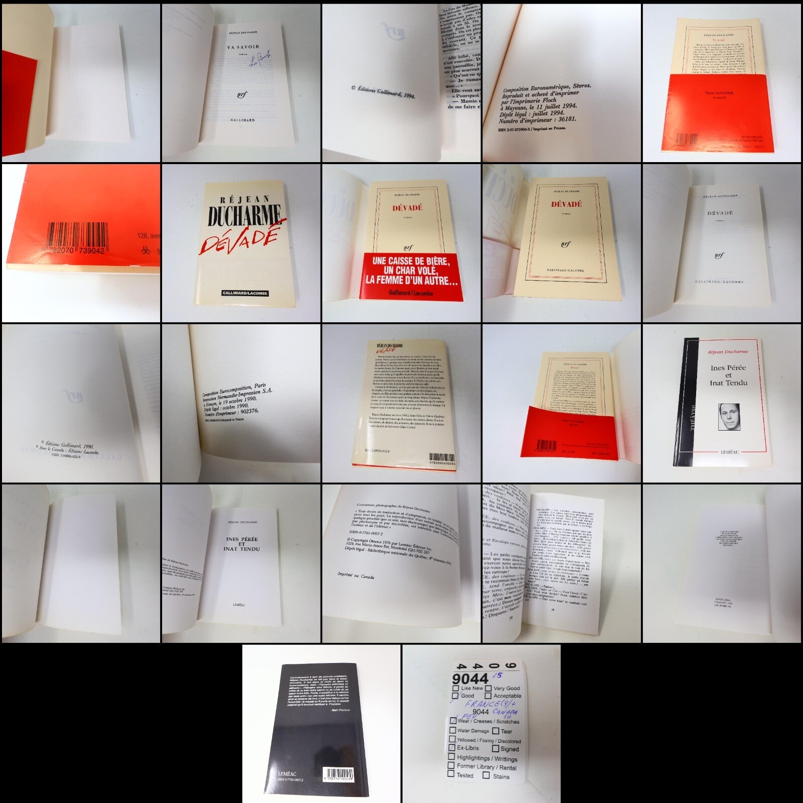 Réjean Ducharme Lot 5 Livres L'Hiver de Force/Dévadé/Nez qui Voque/Va Savoir PB