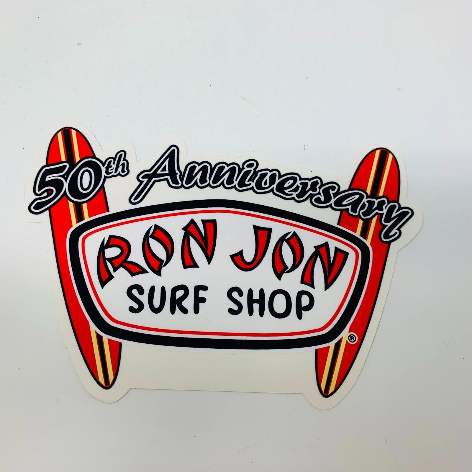 Lot of 2 Ron Jon Surf Shop Stickers 50th Anniversary/FT. Lauderdale Florida