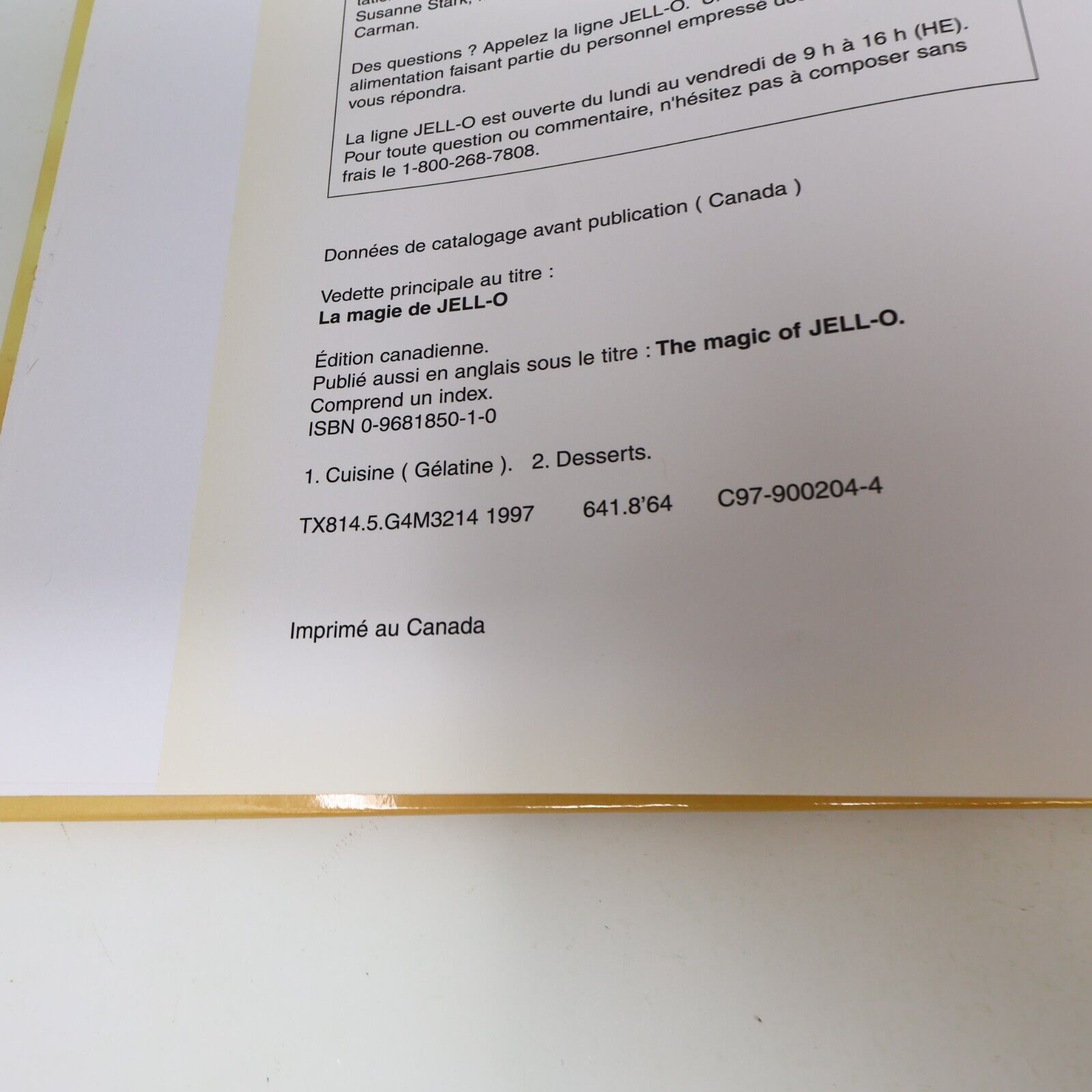 1997 La Magie de Jell-O Desserts et Goûters 100 Recettes Cuisine Boyer/Gingras