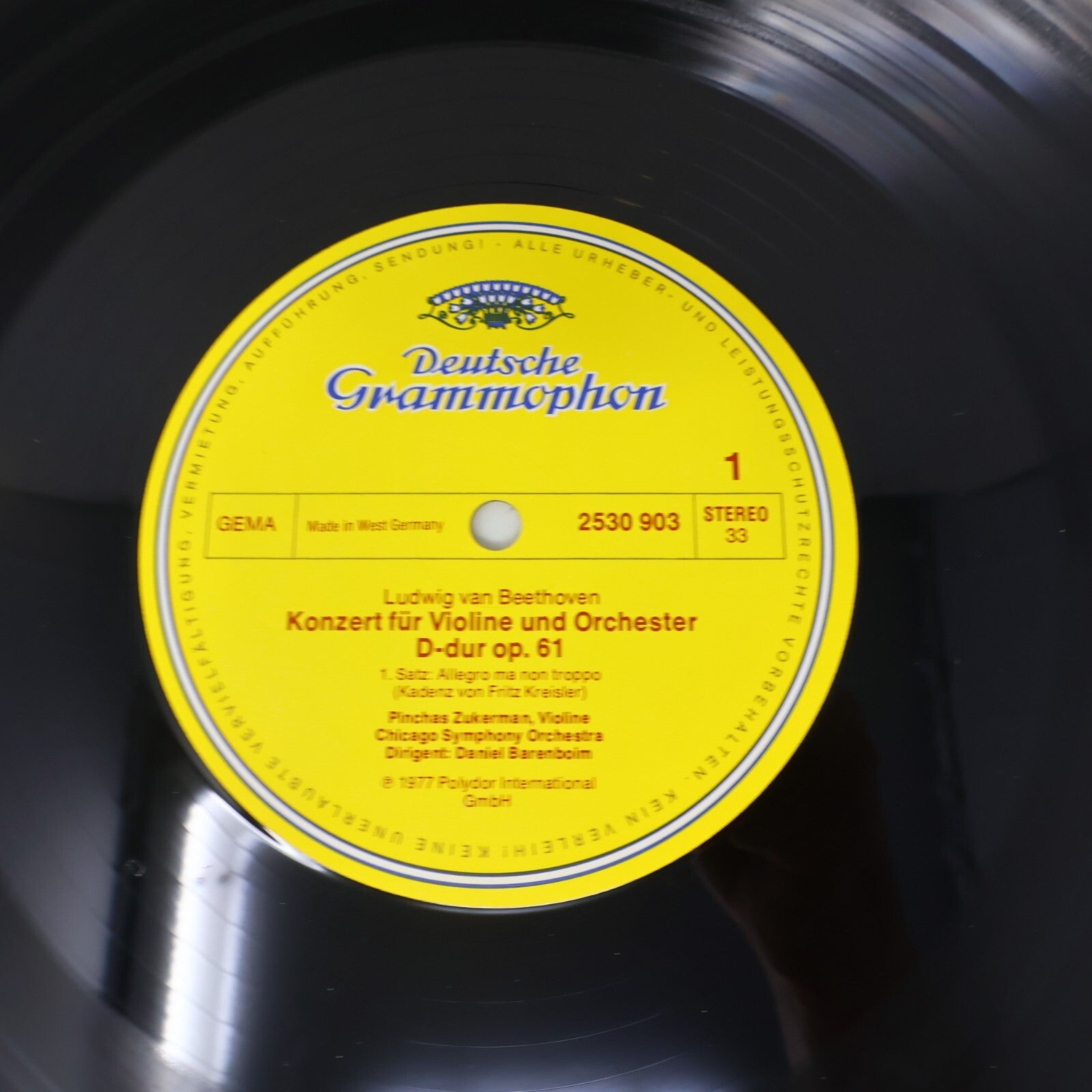 Beethoven Pinchas Zukerman Violinkonzert Chicago Barenboim LP Record 2530 903