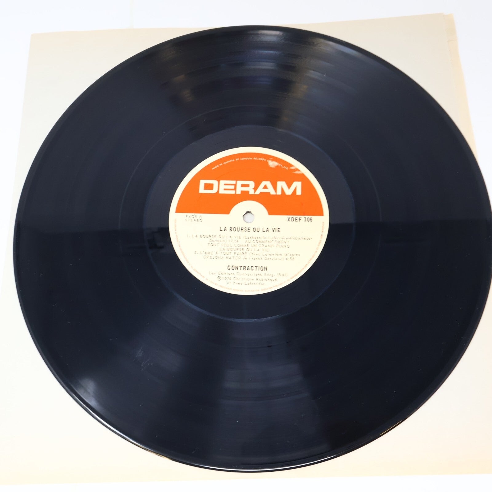 Contraction La Bourse Ou La Vie Disque LP 1974 Record Prog Rock Deram XDEF-106