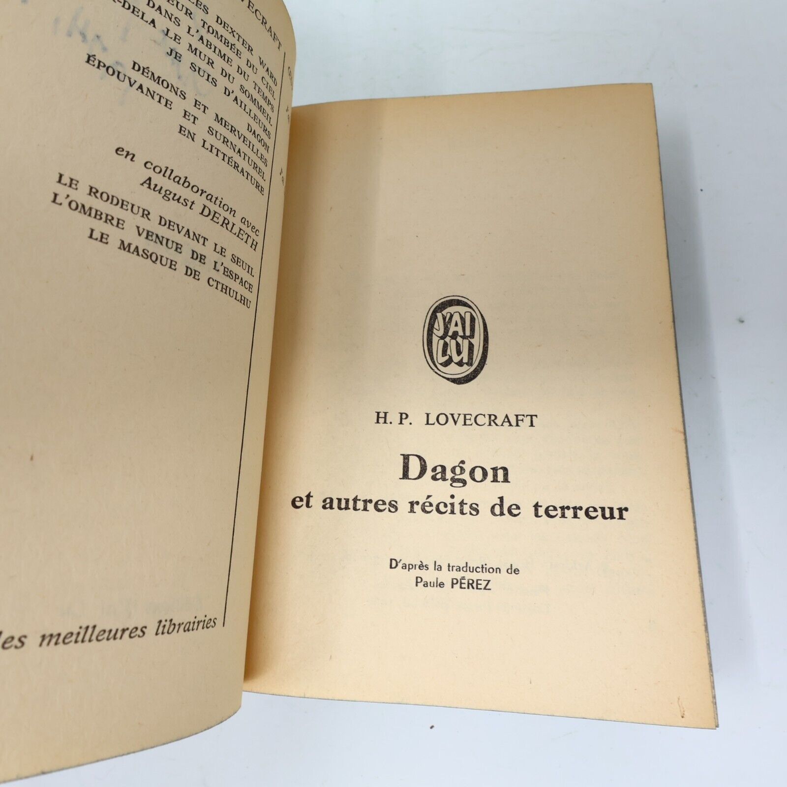 Lot 3 H.P. Lovecraft Dagon Affaire Charles Dexter Ward Livres Français 70s Pb