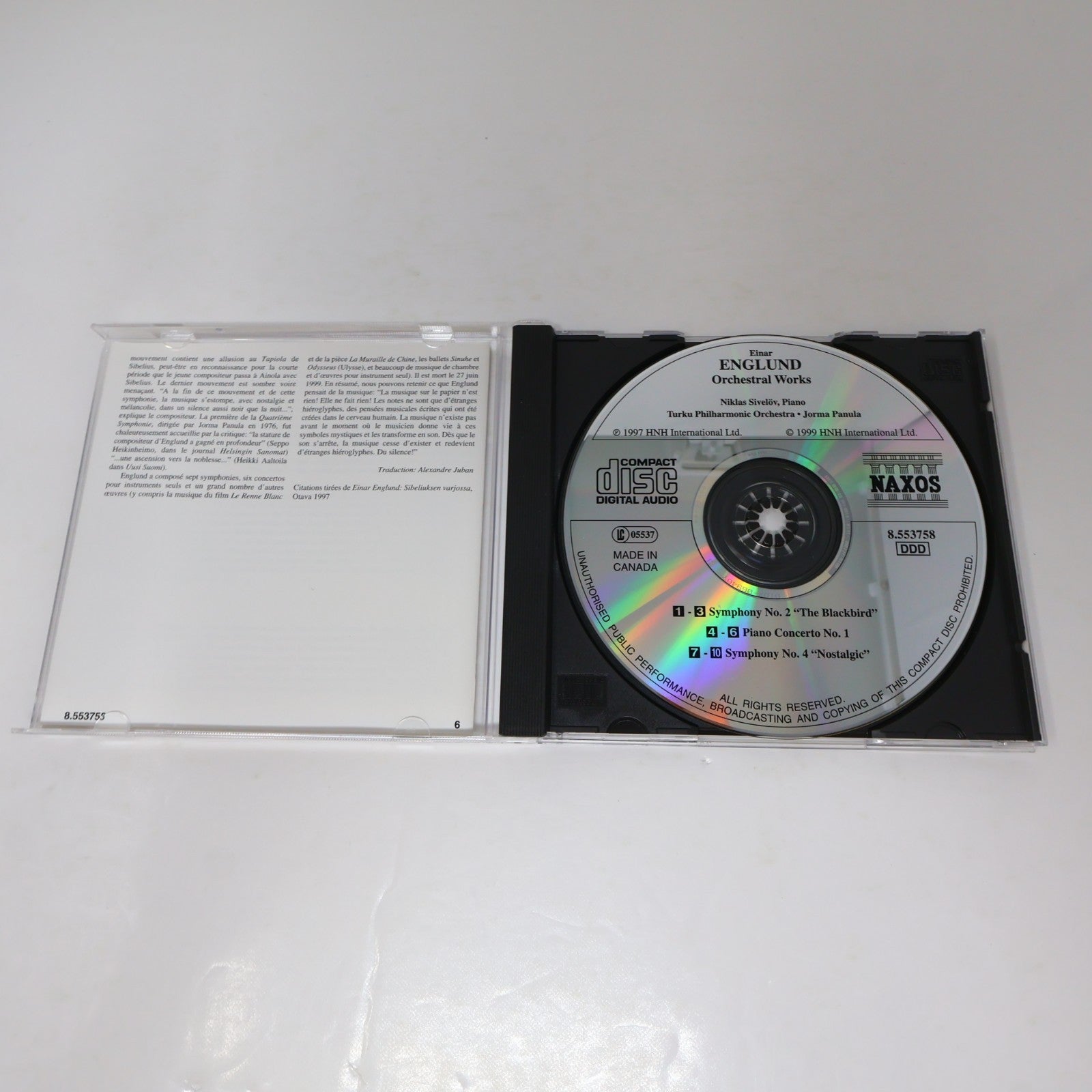 Einar Englund CD Orchestral Works Naxos Niklas Sivelöv/Turku Philharmonic/Panula