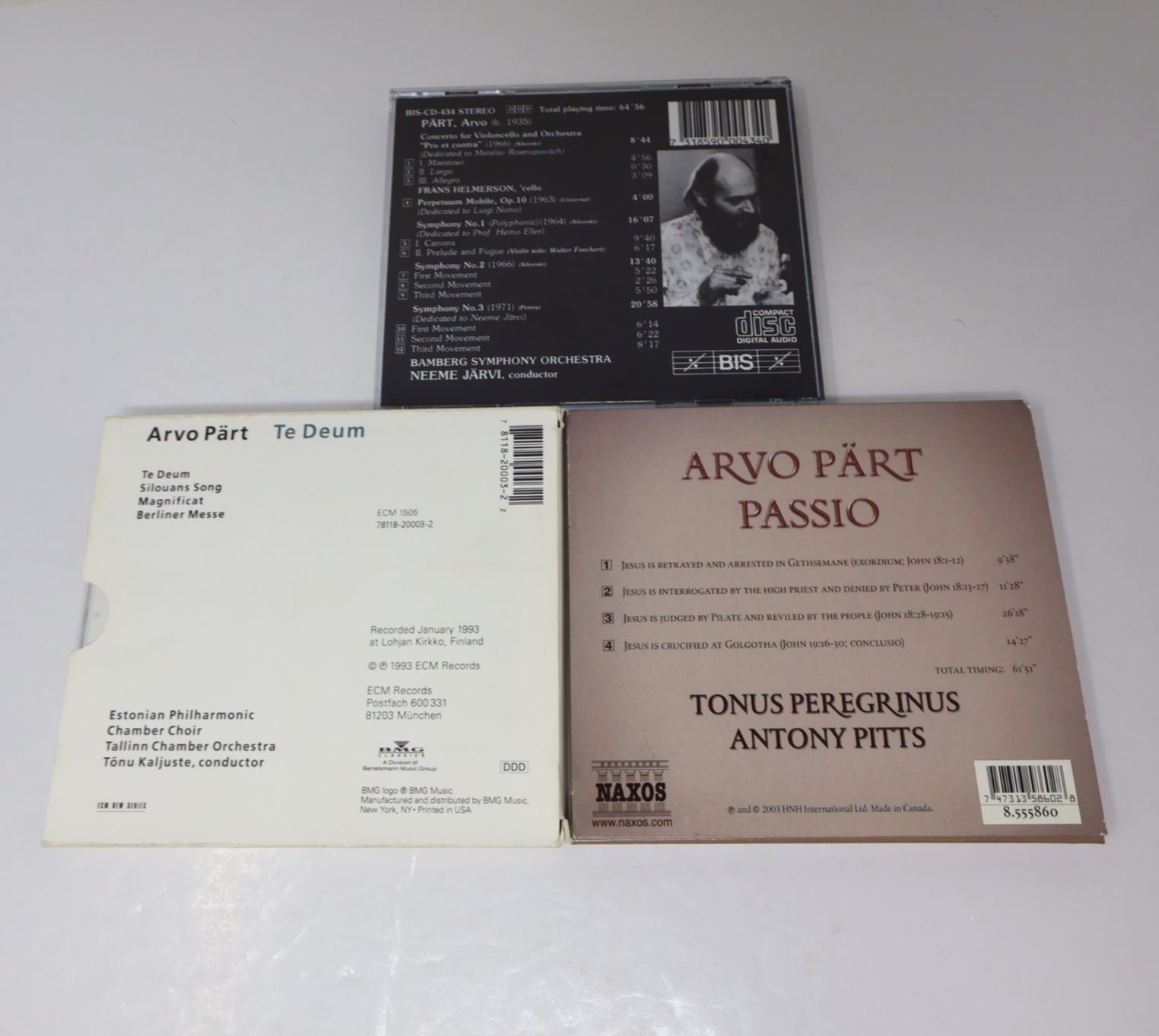 Arvo Pärt 3 CDs Lot Passio/Te Deum/Cello Concerto/"Pro et Contra" Classical