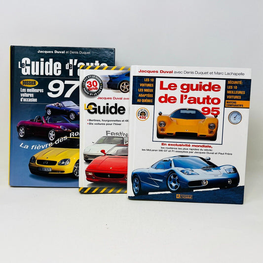 Le Guide de l'Auto 95-96-97 Jacques Duval/Denis Duquet Lot Livres Vintage Chars