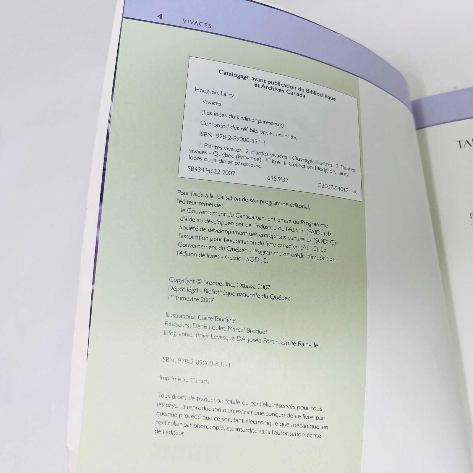 2007 Vivaces Les Idées du Jardinier Paresseux de Larry Hodgson Livre Broquet