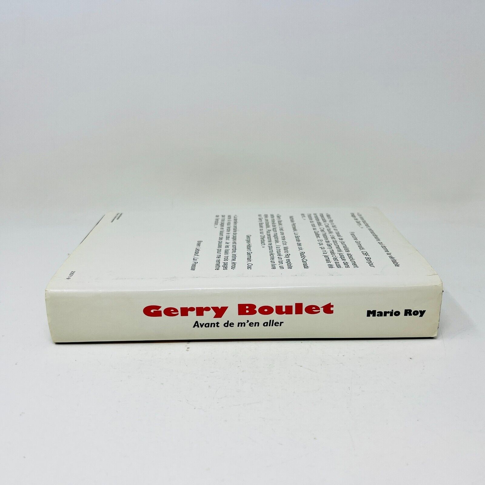 1991 Gerry Boulet Avant de m'en Aller Québec Loisirs Français Biographie Livre