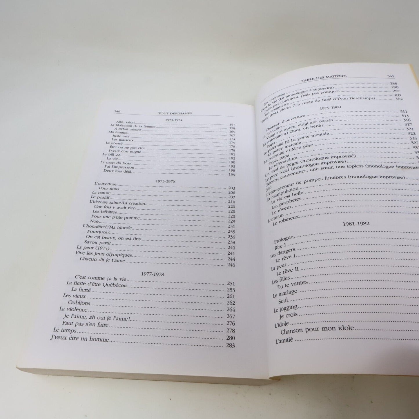 1998 Tout Deschamps Trente Ans de Monologues et de Chansons de Yvon Deschamps PB