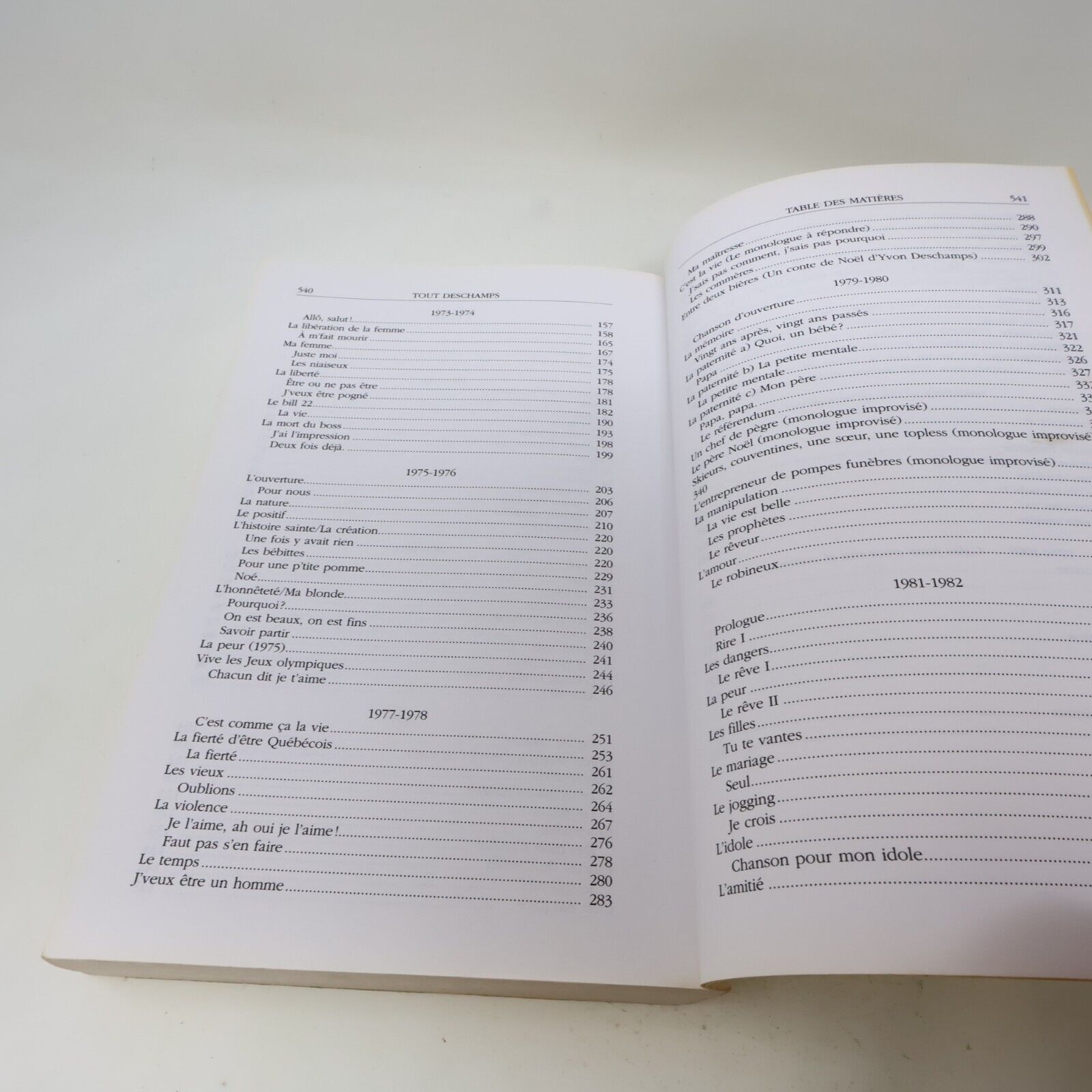 1998 Tout Deschamps Trente Ans de Monologues et de Chansons de Yvon Deschamps PB