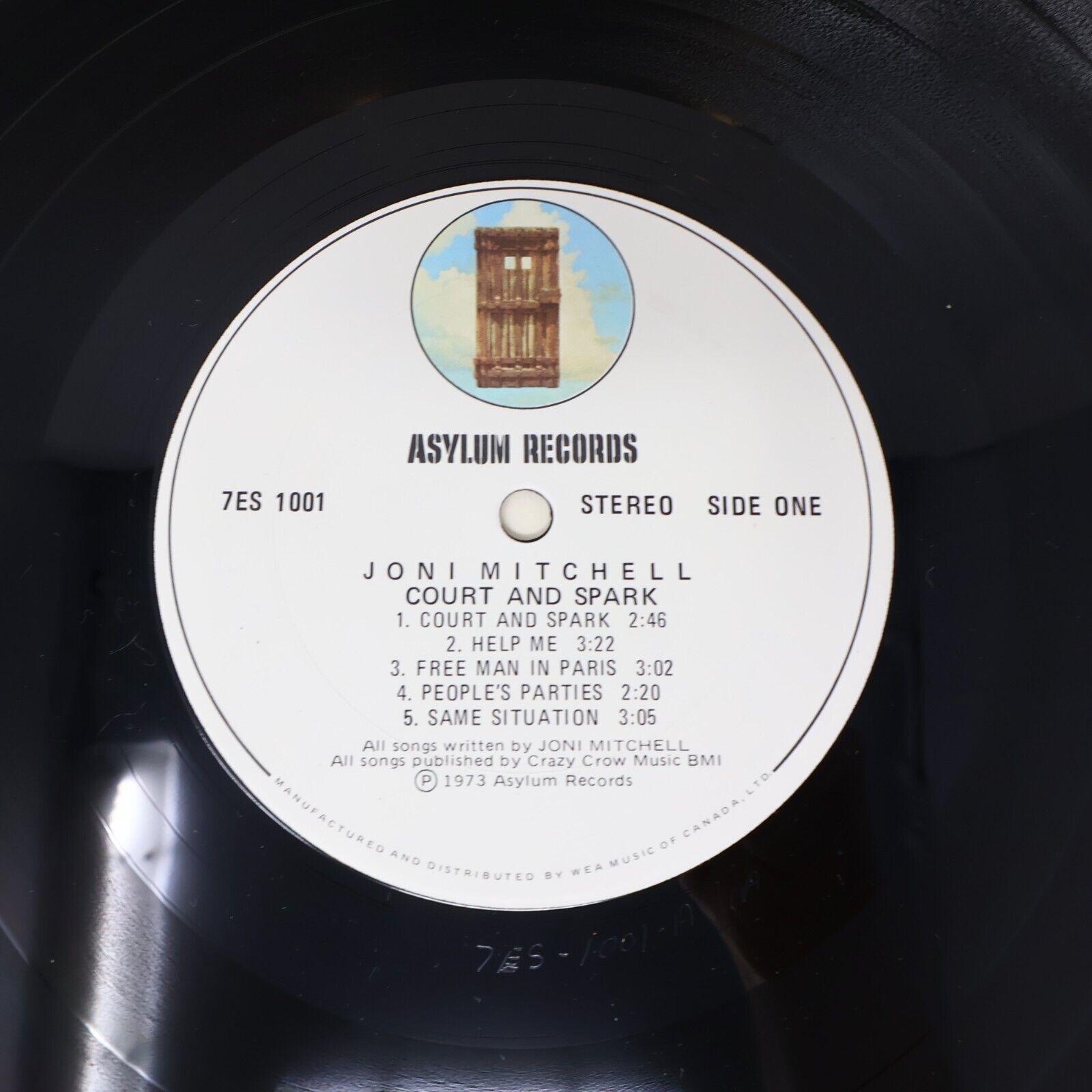 Joni Mitchell Court And Spark LP Record Vinyl 7E-1001 Canada 1974 Help Me VG+