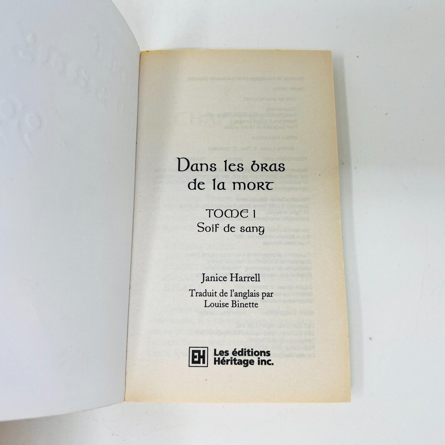 Cauchemars Dans les Bras de la Mort #1-2 Janice Harrel Lot Français Soif de Sang
