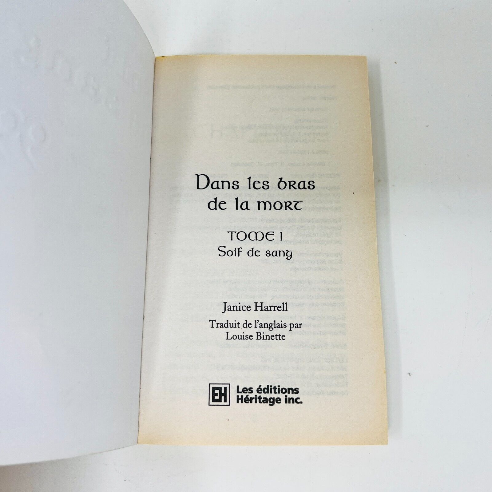 Cauchemars Dans les Bras de la Mort #1-2 Janice Harrel Lot Français Soif de Sang
