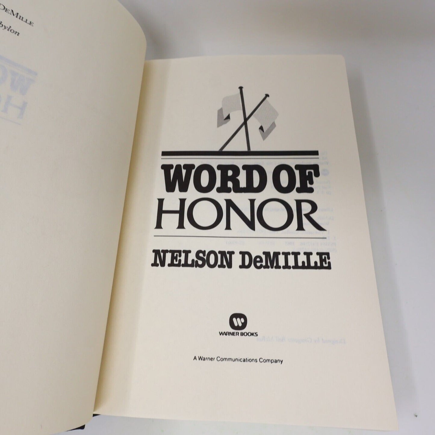 1985 Word of Honor Nelson Demille 2nd Print Warner Books Hardcover HC Mystery DJ