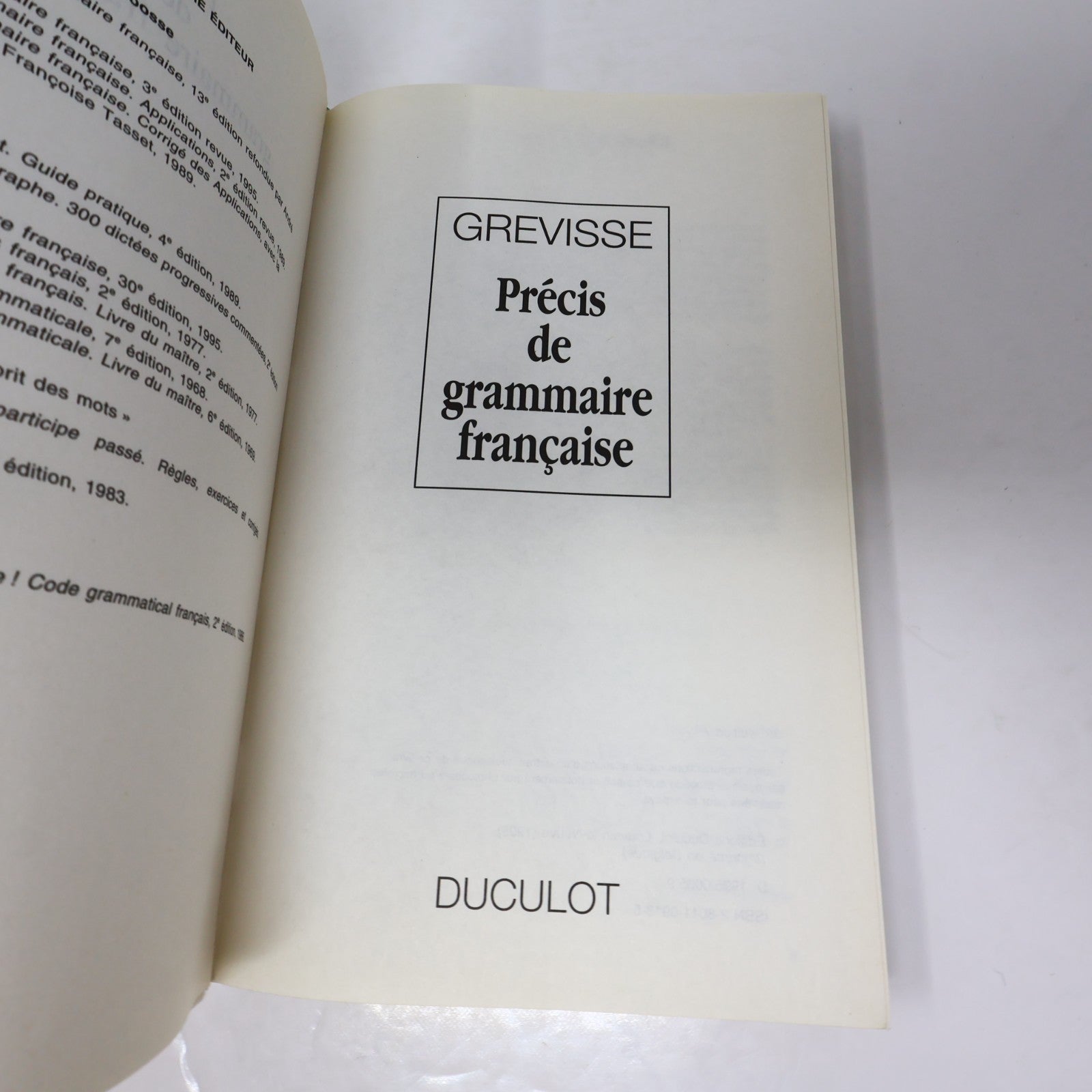 Précis de Grammaire Française Maurice-Grevisse Duculot 1995 PB French Éducation