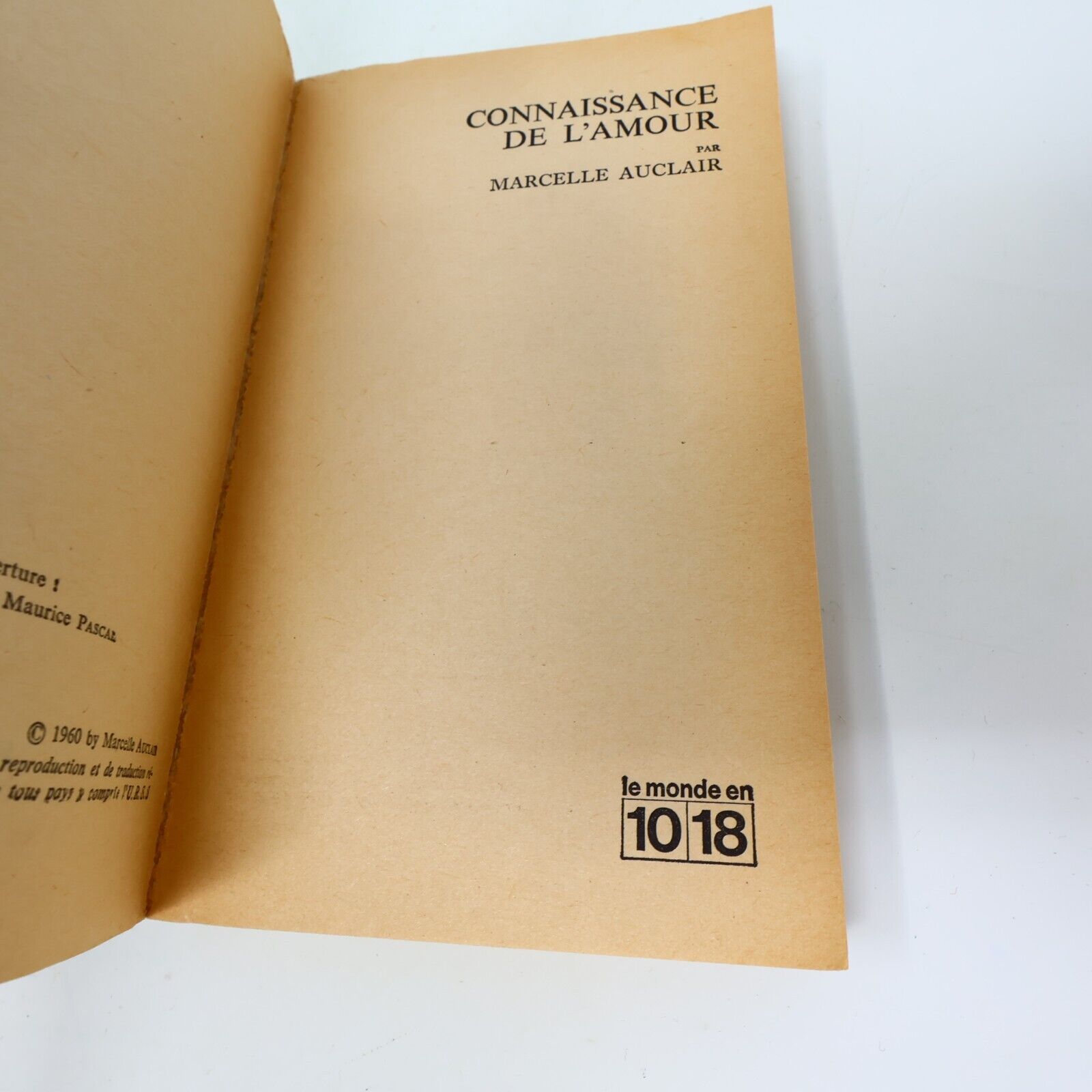 1965 Connaissance de l'Amour Marcelle Auclair Relations Interpersonnelles Couple
