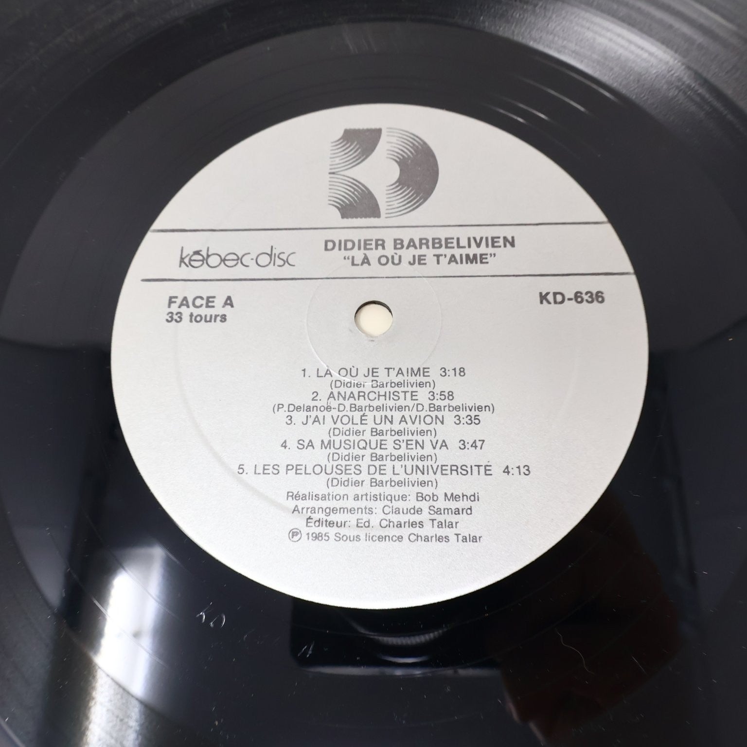 Didier Barbelivien Là où Je T'aime 12" Record 1985 Kébec-Disc French Pop KD-636