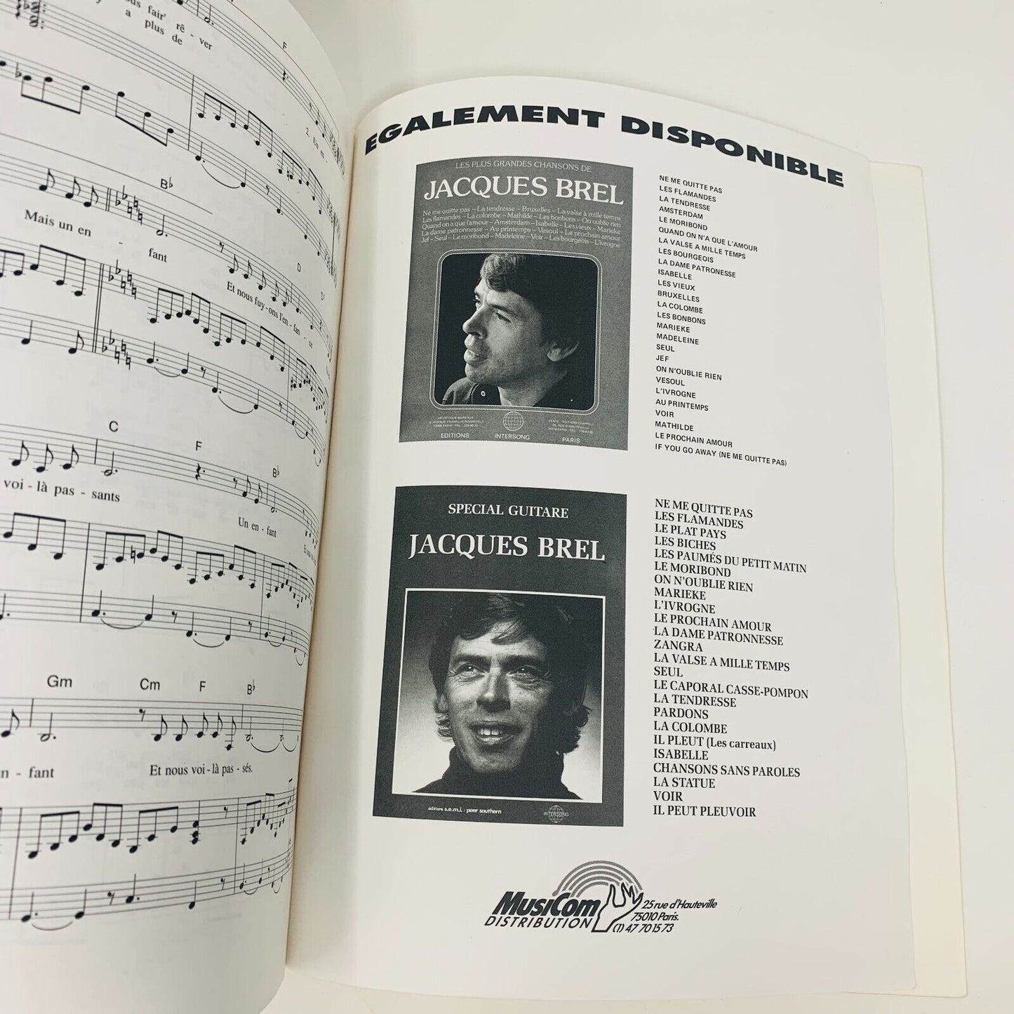 1992 Jacques Brel 29 Succès Songbook Partitions Piano MCA Caravelle Music France