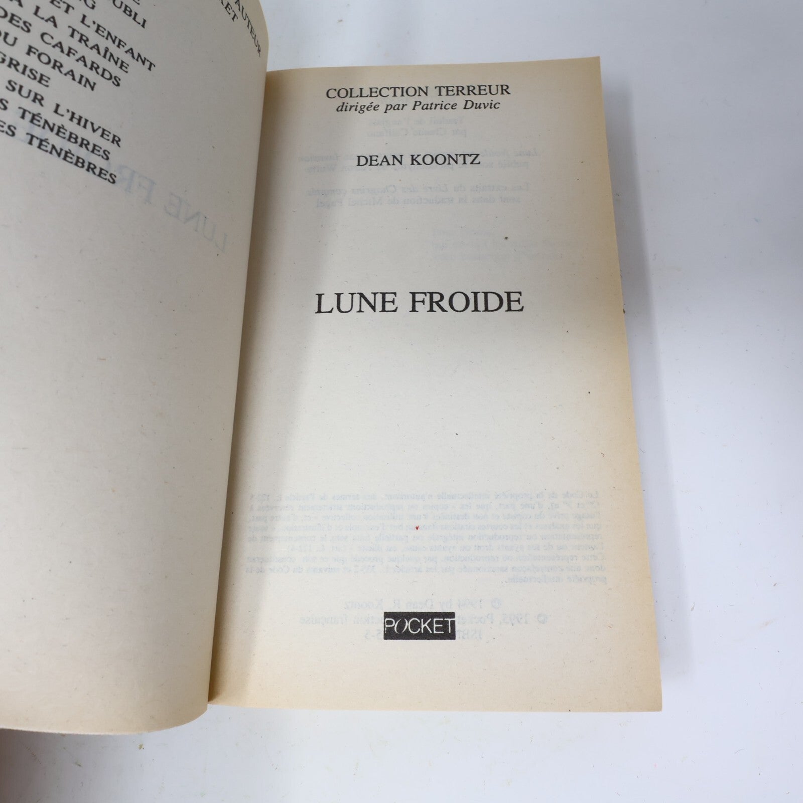 Dean Koontz Lot 4 Livres Yeux des Ténébres/Lune Froide/Nuit des Cafards Français