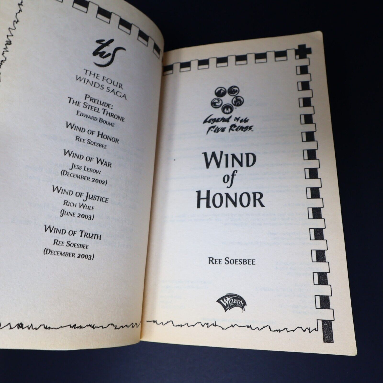 Lot 3 Books The Four Winds Saga #1 3-4 Soesbee/Wulf Legend of the Five Rings WOC