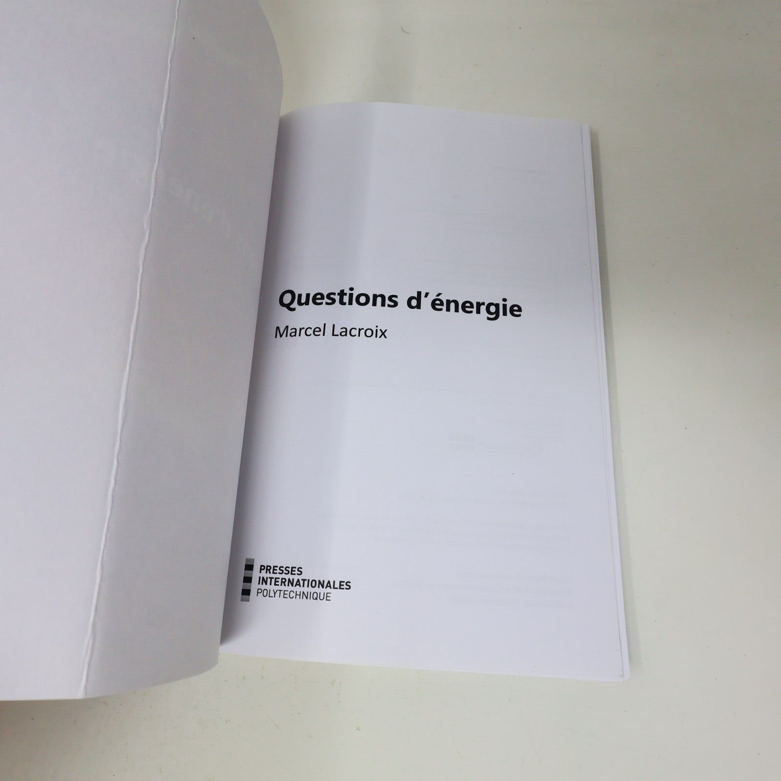 2016 Questions d'Énergie Marcel Lacroix Énergies Renouvelables Transition Livre
