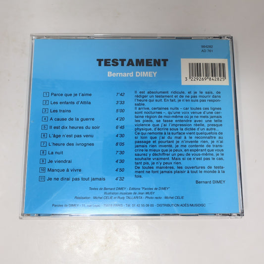 Bernard Dimey Intégrale Testament CD Parce que je t'aime/Les Trains/Je Viendrai