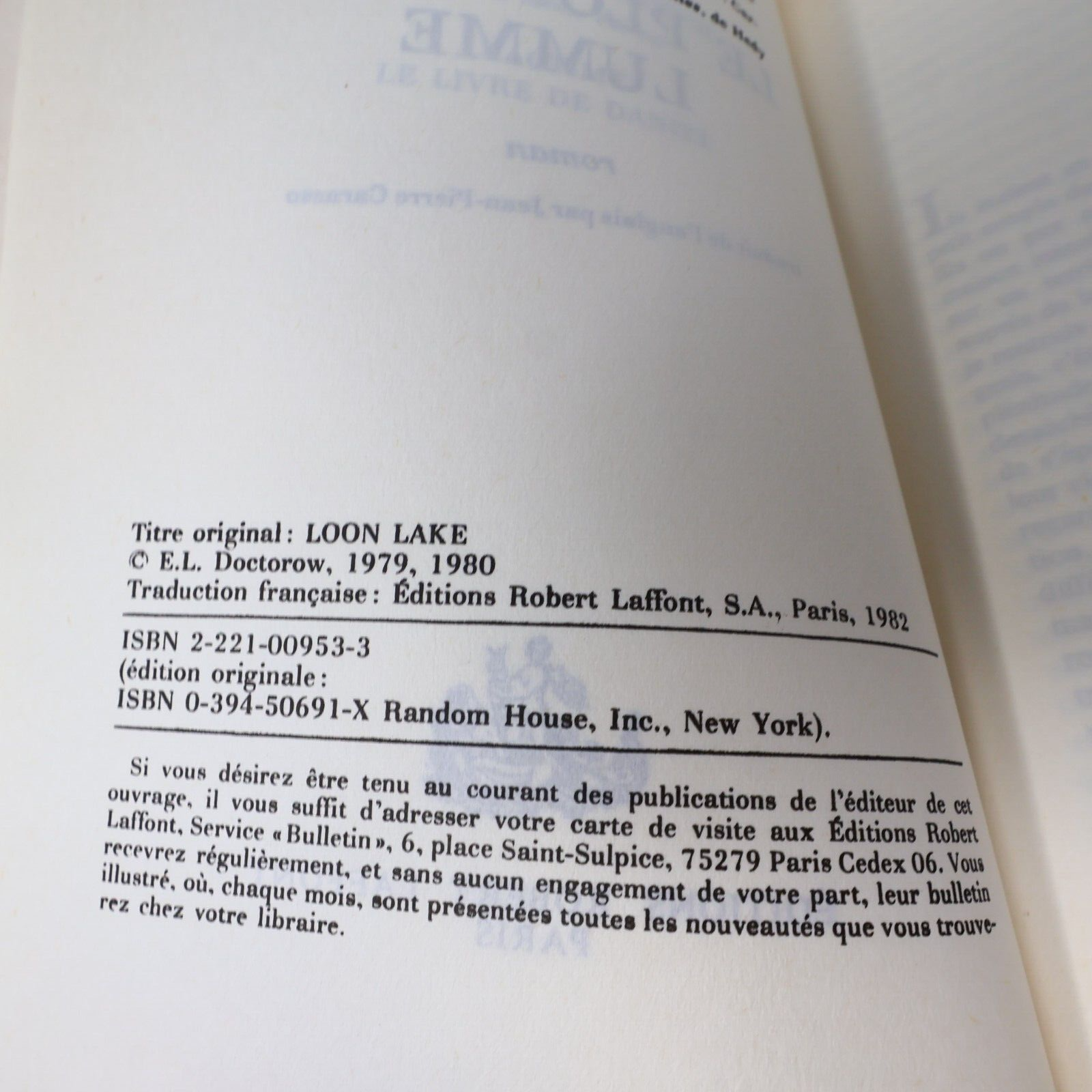 Lot 2 Edgar-Lawrence Doctorow Le Plongeon Lumme Le Livre de Daniel Français 80s