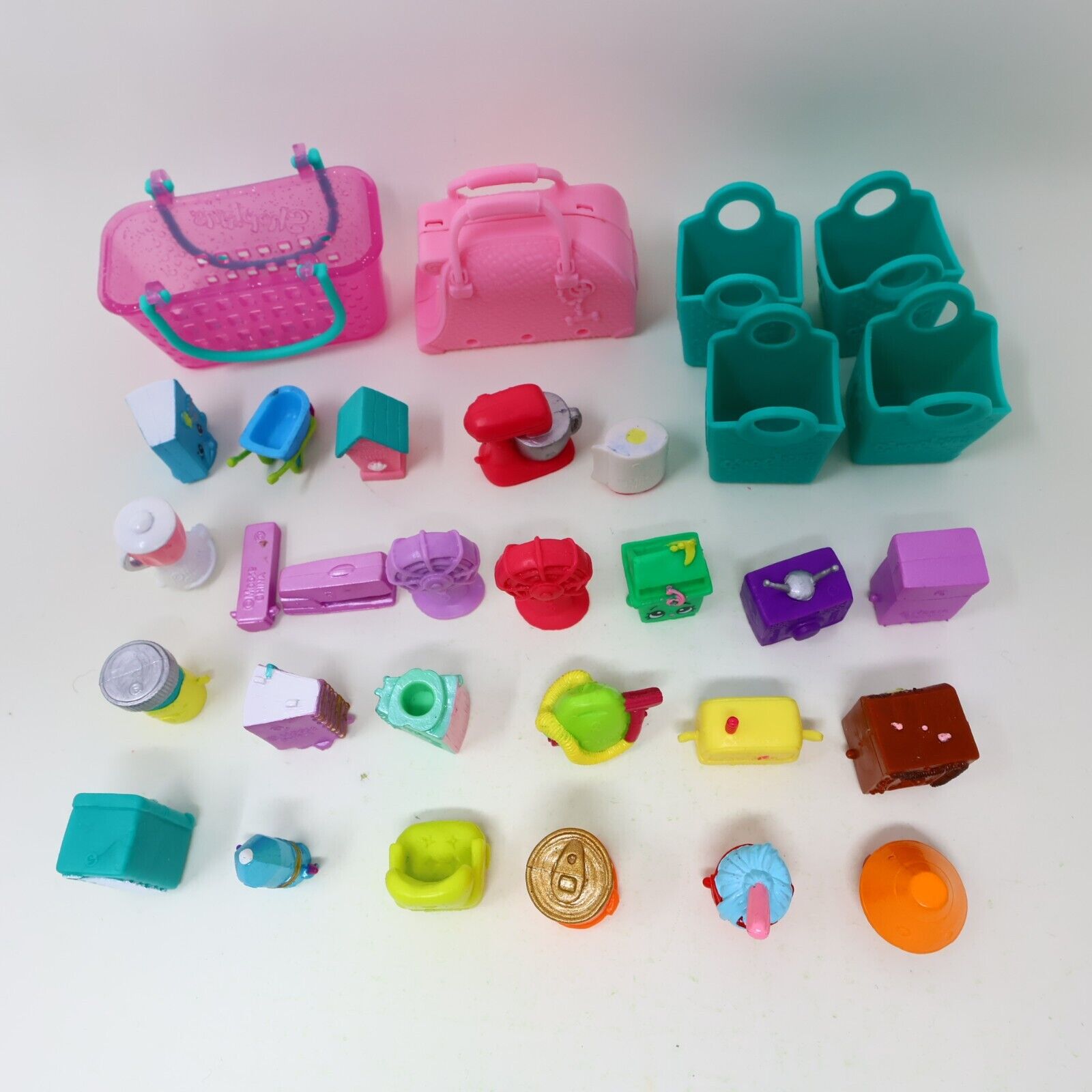 Lot of 25 Shopkins Figures Toys Mixed Furniture Home TV Books Fan Baskets Moose