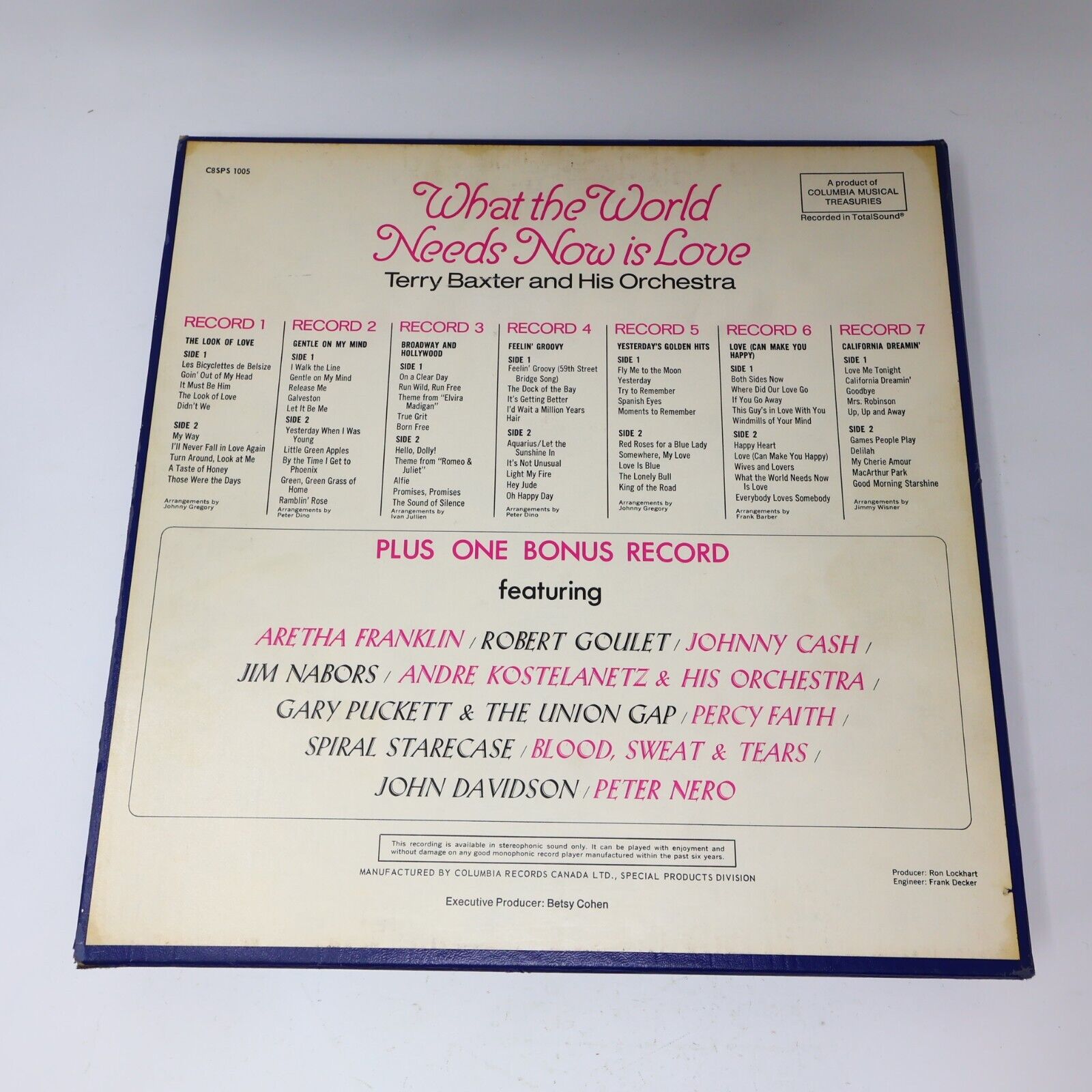Terry Baxter & Orchestra What The World Needs Now is Love 7xLP Record C8SPS 1005