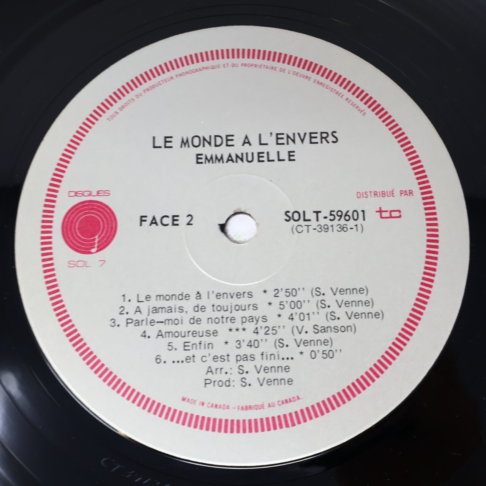 Emmanuëlle Lot 2 Disques Chanter Pour Vivre/Monde À L'Envers Emmanuelle Record