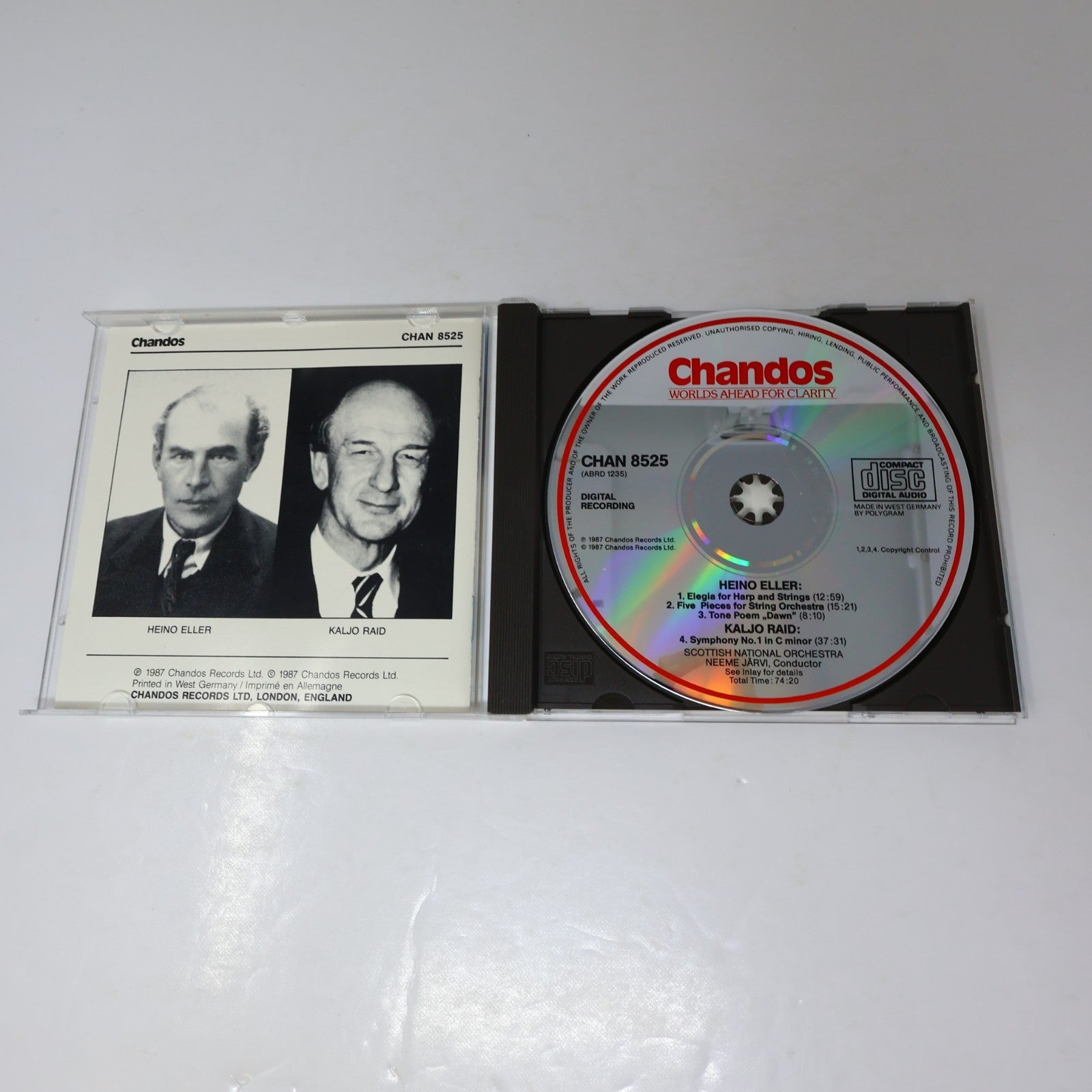 Neeme Järvi Music From Estonia Volume 1 CD Chandos Heino Eller/Kaljo Raid