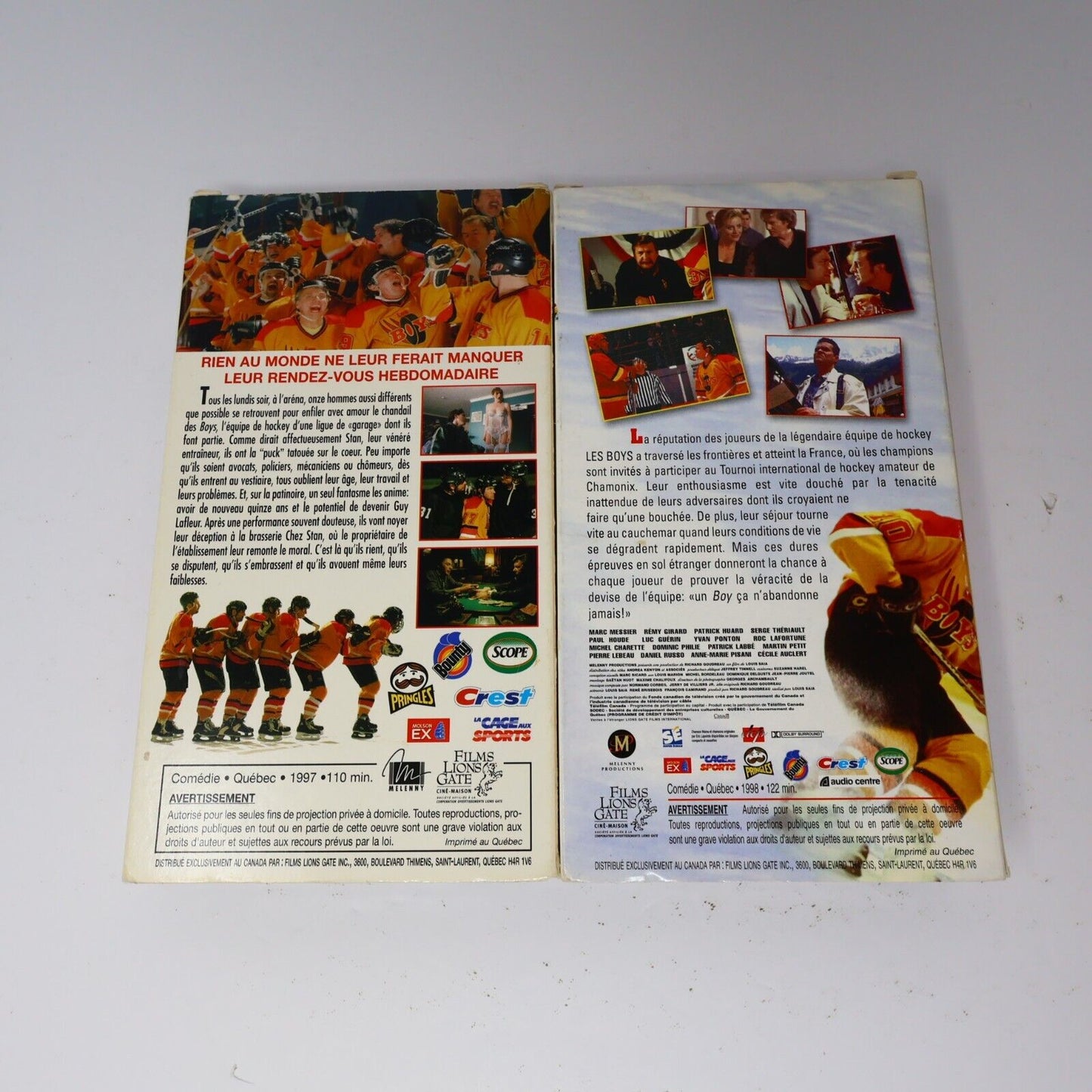 Les Boys 1 & 2 Lot de 2 VHS NTSC Testés Français/French Québécois Hockey Comédie