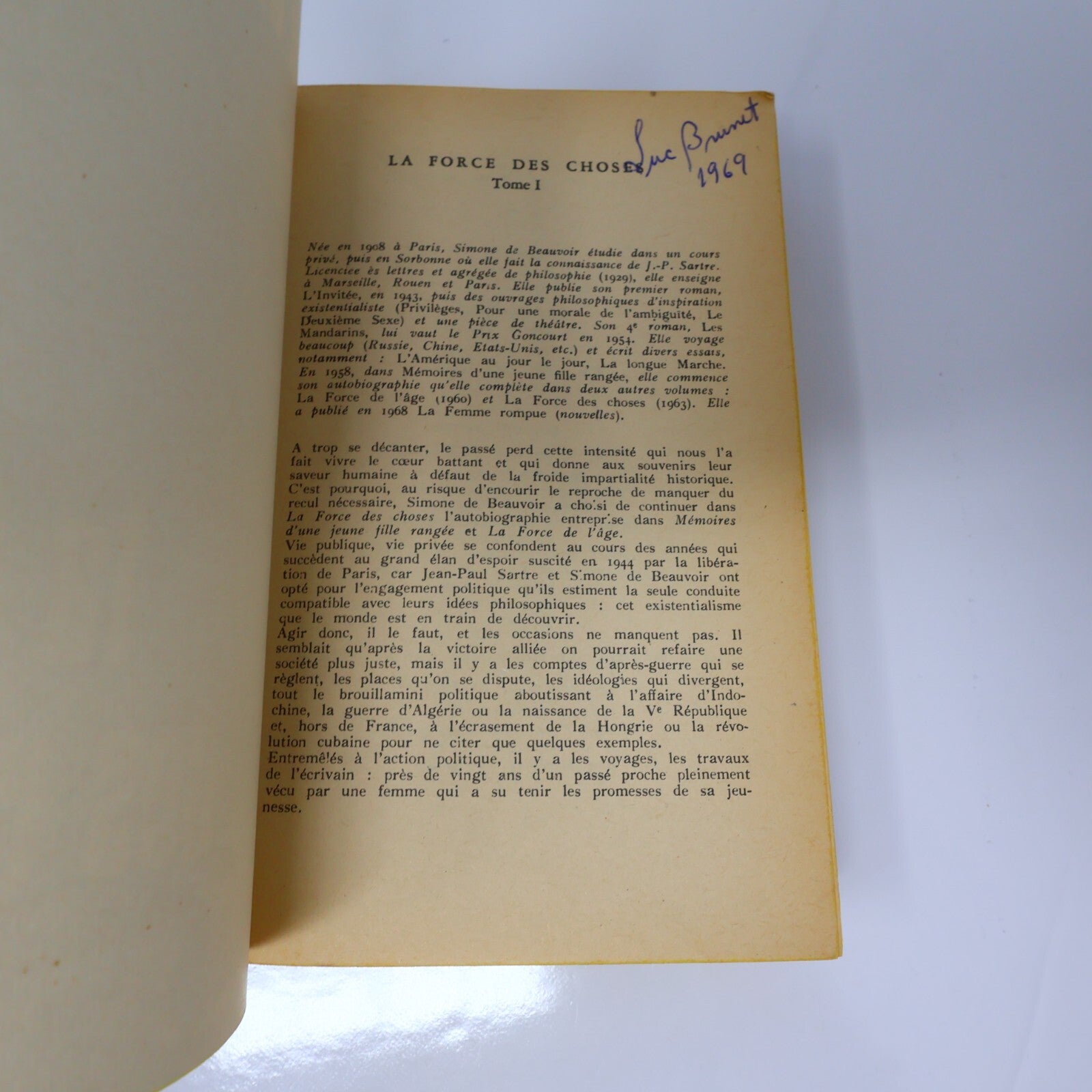 Simone de Beauvoir Lot 4 Livres La Force des Choses 1-2/Les Mandarins 1-2 Roman