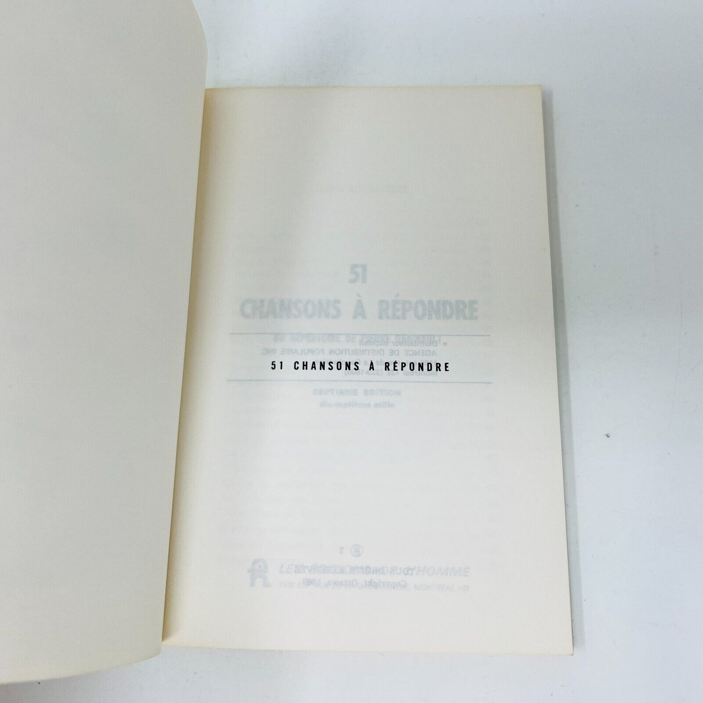 51 Chansons à Répondre de Pierre Daignault 1963 Partitions Songbook Français 60s