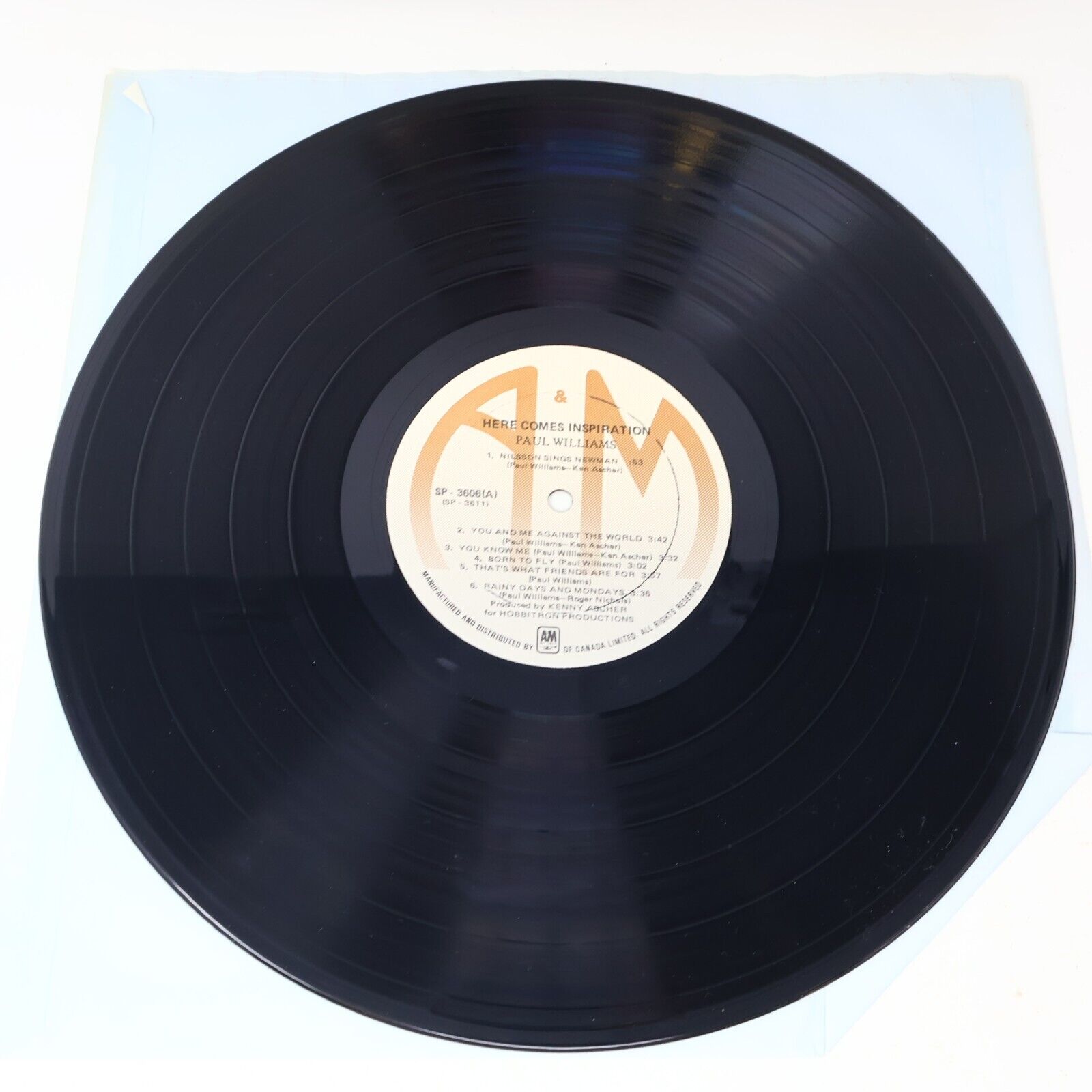 Paul Williams Here Comes Inspiration LP Record Vinyl 1974 SP-3606 A&M Canada
