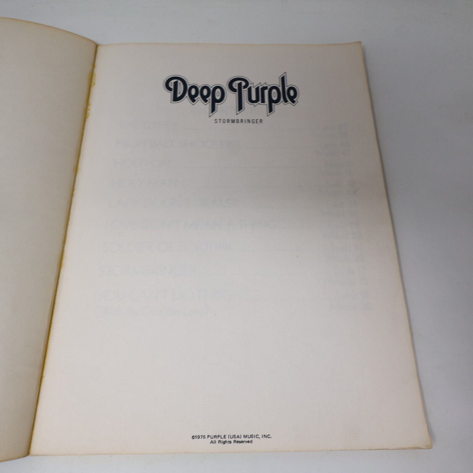 1975 Stormbringer Songbook Deep Purple Warner Bros Paperback Music Guitar 70s PB