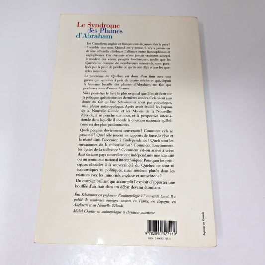 Le Syndrome des Plaines d'Abraham Eric Schwimmer Boréal 1995 PB Français French
