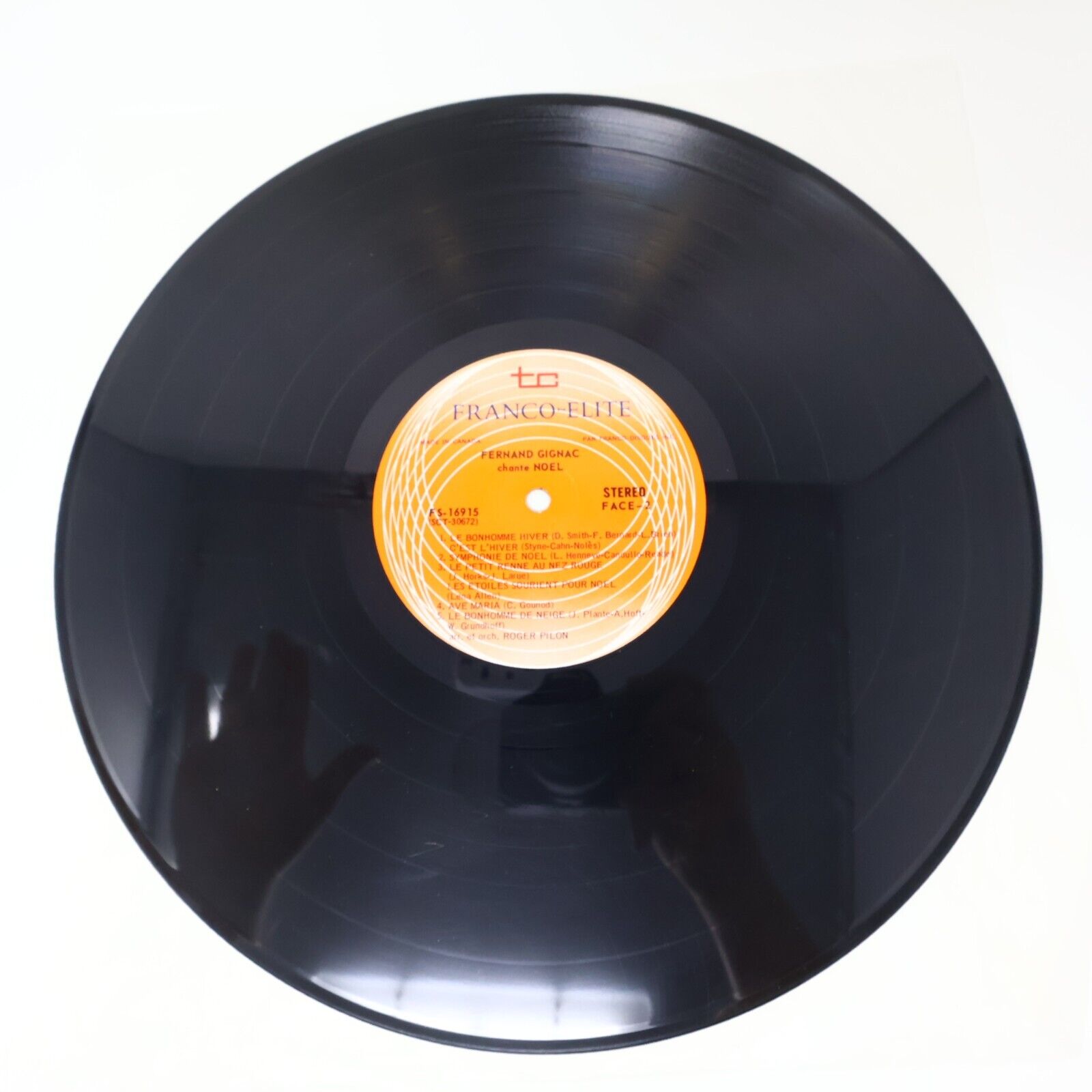 Fernand Gignac Chante Noël Disque LP Petit Papa Noël Blanc Ave Maria FS 16915