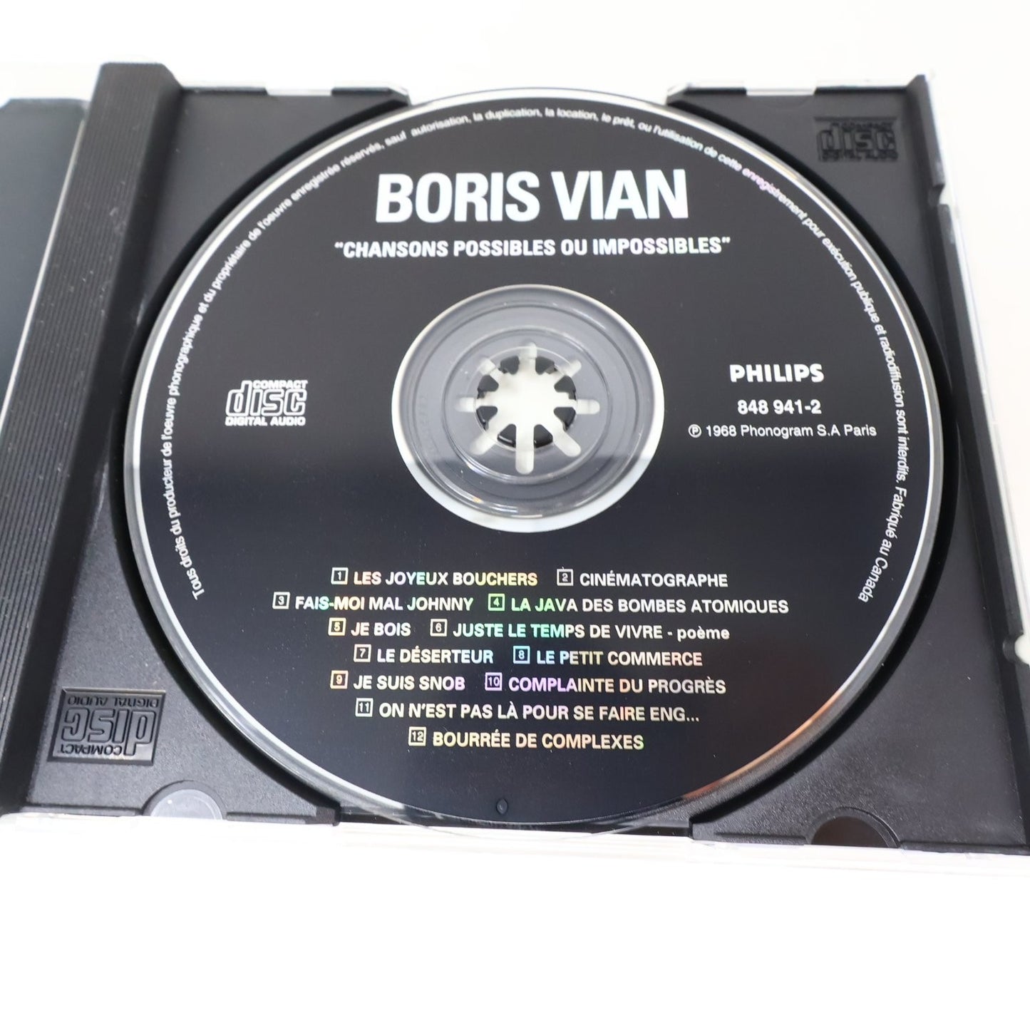 Boris Vian Chansons Possibles Ou Impossibles CD Français/French Chanson Philips